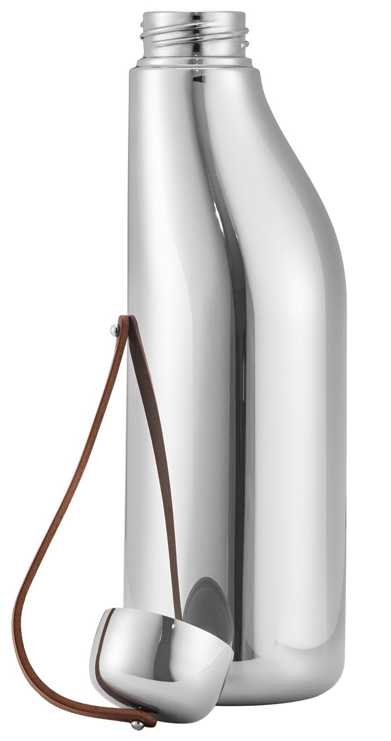 Georg Jensen Trinkflasche Sky 0,5 l Edelstahl Deckel: Edelstahl, Kunststoff / Schlaufe: Kalbsleder Flasche: Edelstahl (poliert) / Höhe 23,0 cm; Ø 7,0 cm;