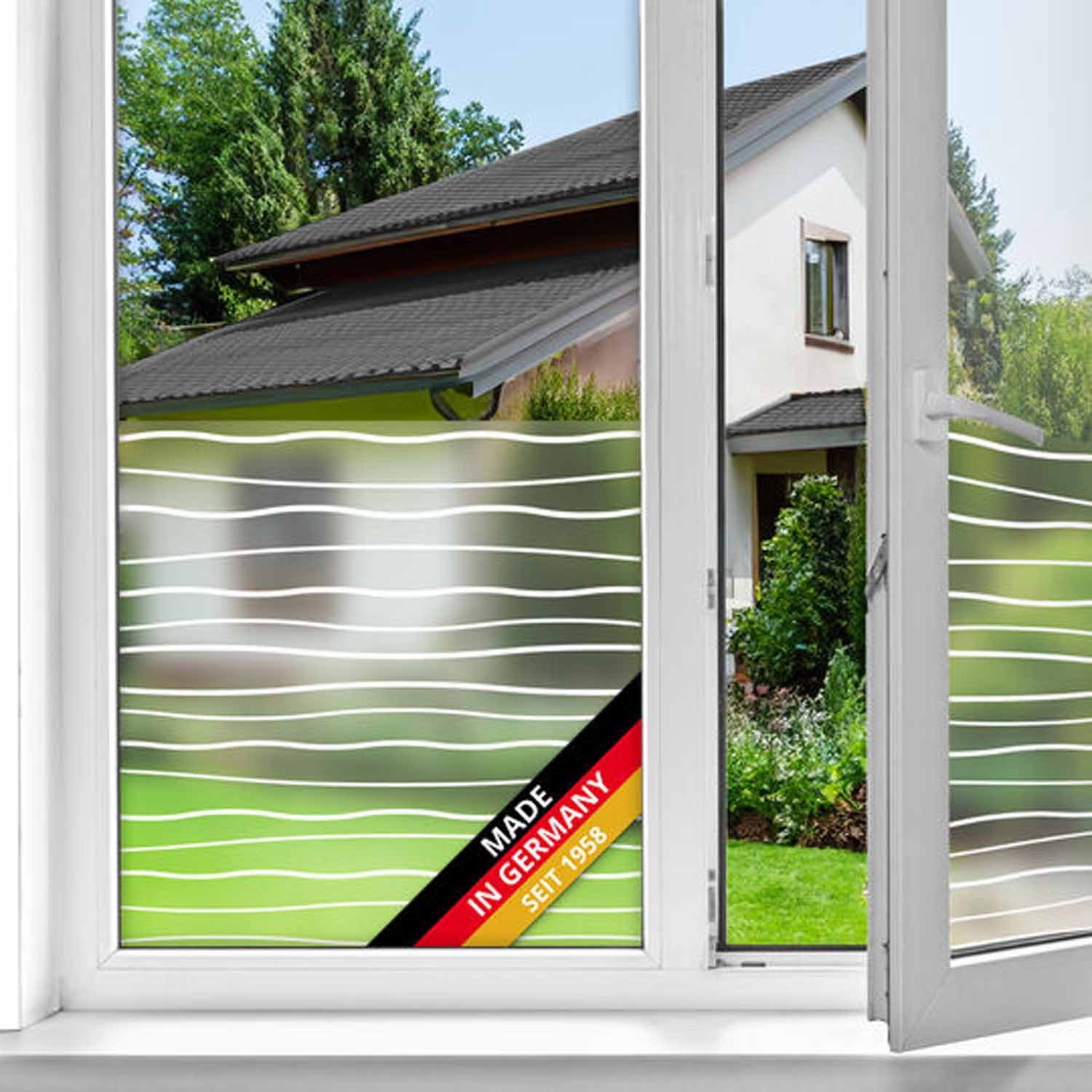 d-c-fix Fensterfolie Waves - selbsthaftende Sichtschutzfolie Deko Folie für Fenster innen, Statisch haftend - rückstandslos entfernbar und wiederverwendbar