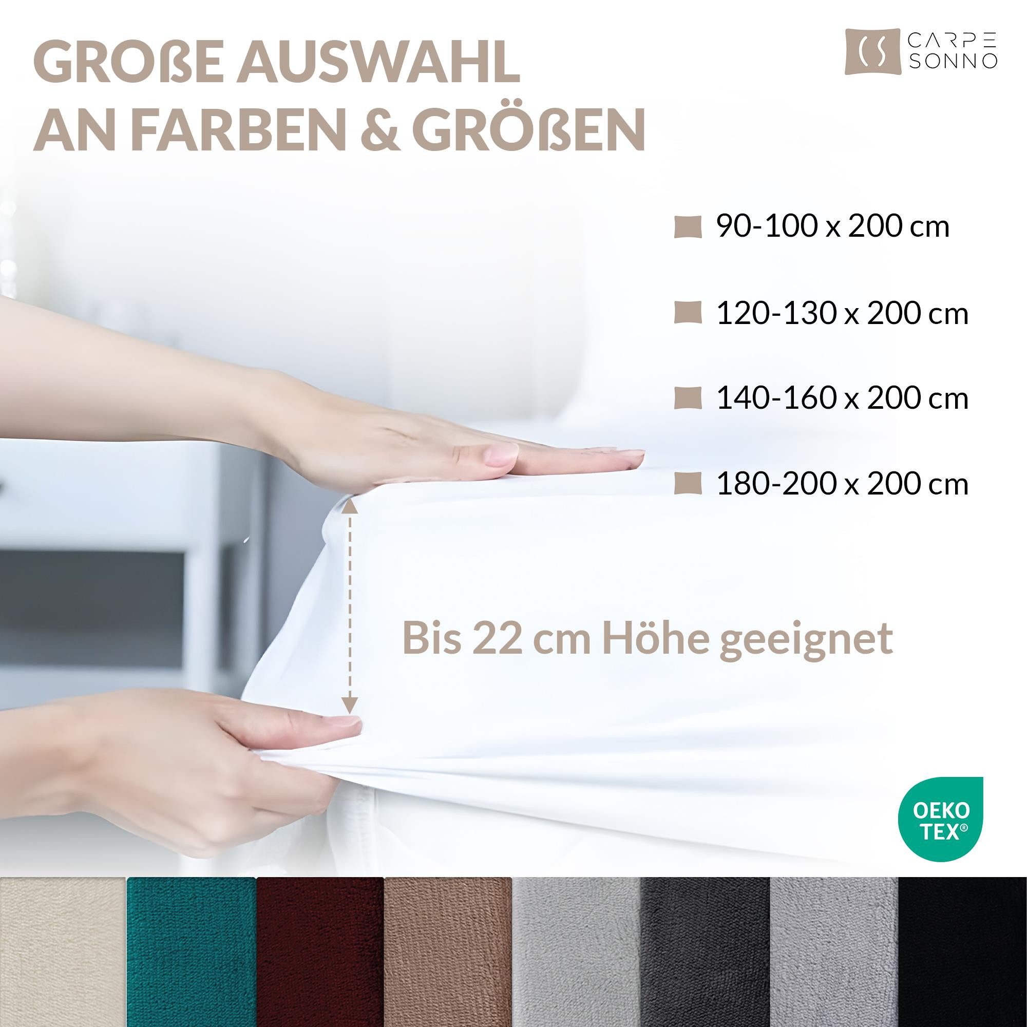 Carpe Sonno Spannbettlaken Cashmere Touch Winter Bettlaken 90x200 100x200 140x200 180x200 200x200, Fleece, Gummizug: rundum, (1 Stück), Kuscheliges Spannbettlaken 100x200 Warmes Spannbetttuch Schwarz