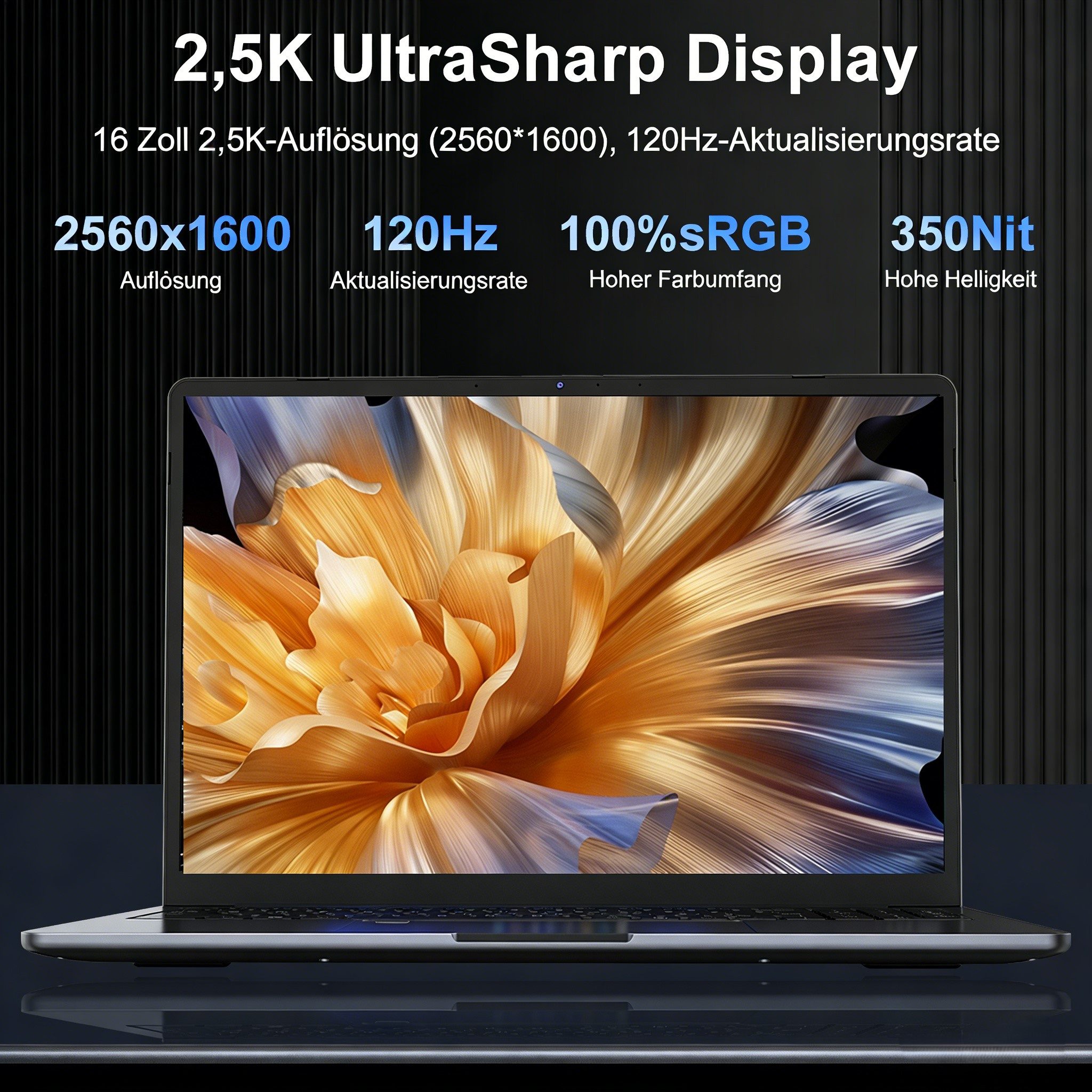 Rolipo 16 Zoll Laptop,2.5K Display,Intel Core i7-12700H 16GB RAM + 1TB SSD Business-Notebook (Intel Core i7-12700H Intel Core i7-12700H, Intel® Iris® Xe Graphics eligible, 16 GB, 1024 GB SSD, HDMI,WIFI 6,BT 5.2, USB 3.0mit Touchpad-Steuerung & QWERTY Tastatur)