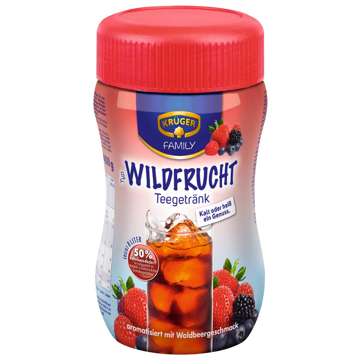 Krüger Tee, Krüger Teegetränk Wildfrucht 50 Prozent kalorienreduziert 400g