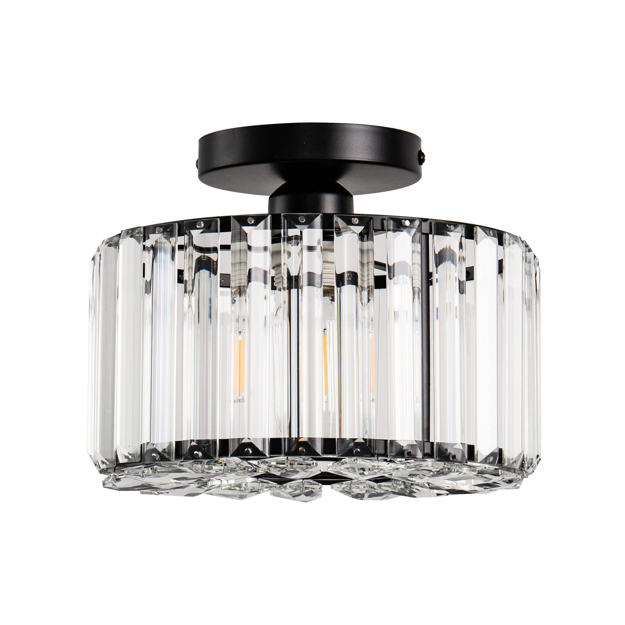 LOHAS-LED Deckenleuchte Kristall‑Deckenlampe mit 3 E27‑Sockeln, moderne Glasdeckenleuchten, ohne Leuchtmittel, Ideal für Schlafzimmer, Küche und Esszimmer