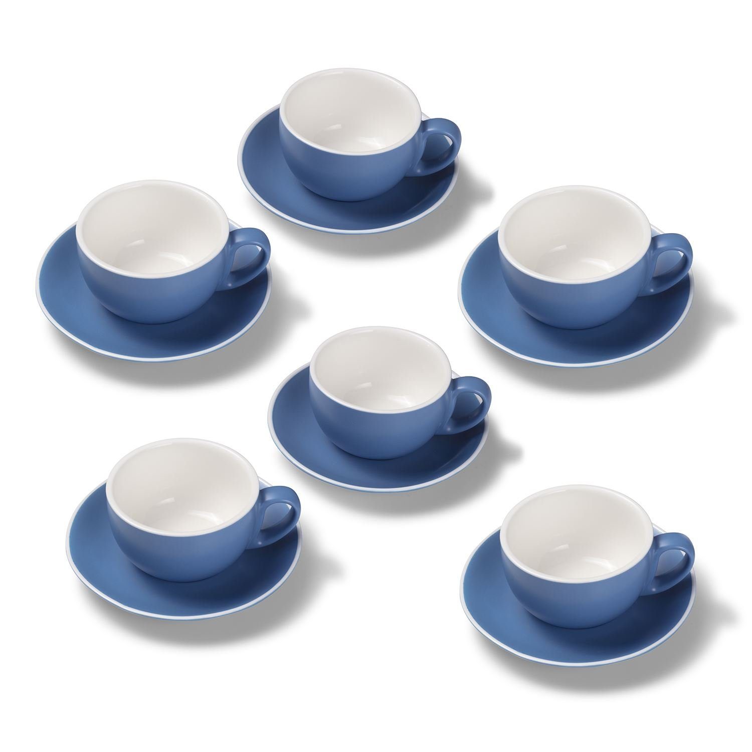 Home Terra Terra 6er Blau Milchkaffeetassen-Set, Tasse matt, Home Porzellan