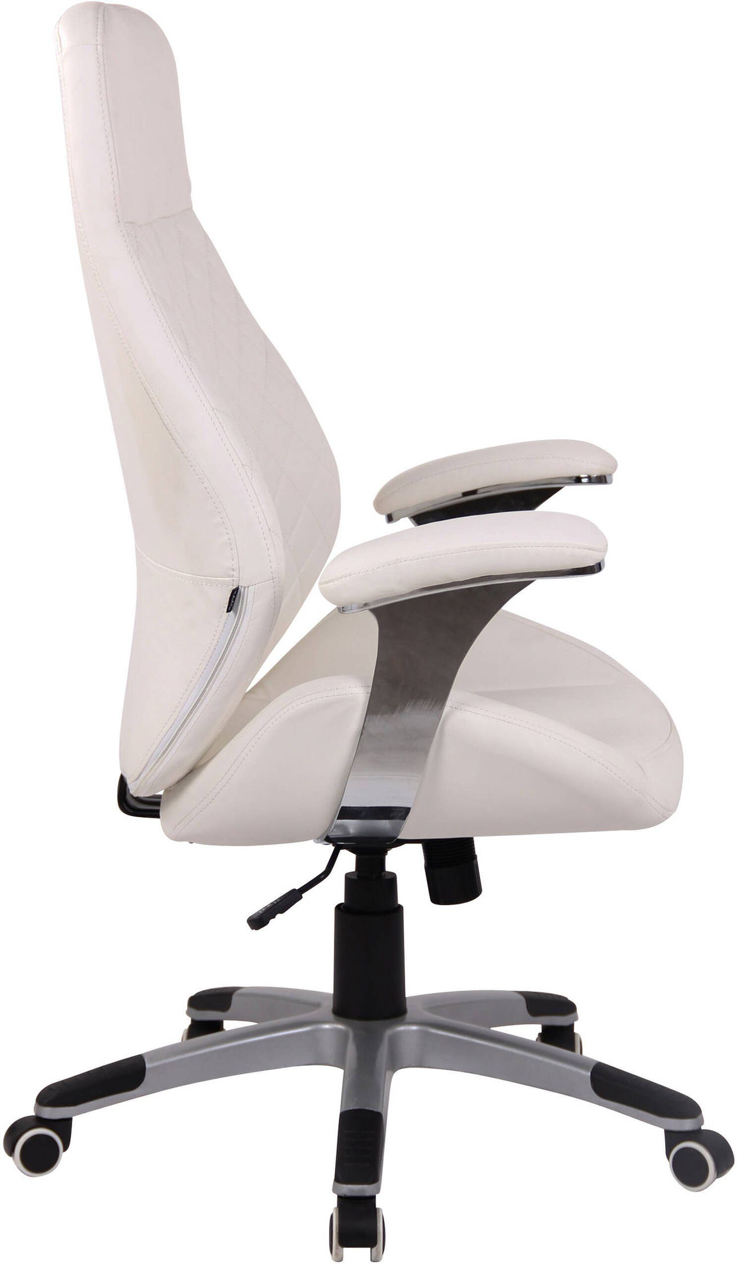 TPFLiving Bürostuhl Lyka weiß schwarz/chrom bequemer und - Drehstuhl, 360° (Schreibtischstuhl, mit - Rückenlehne Gestell: Sitz: Kunststoff XXL), Chefsessel, höhenverstellbar drehbar Kunstleder Bürostuhl
