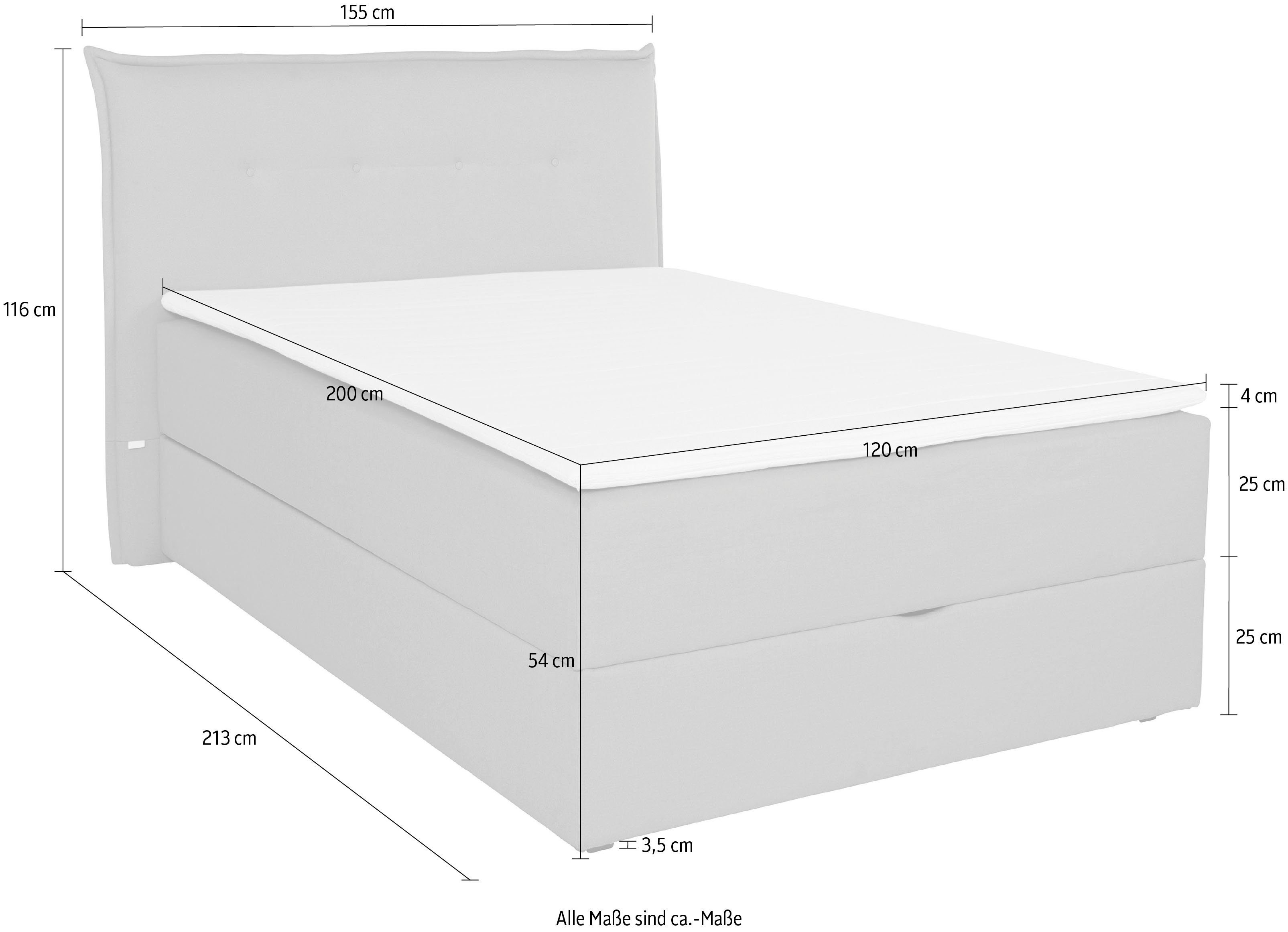 andas Boxbett Kederleicht, inklusive Breiten 4 grau und Topper, & Härtegraden in 2 Bettkasten