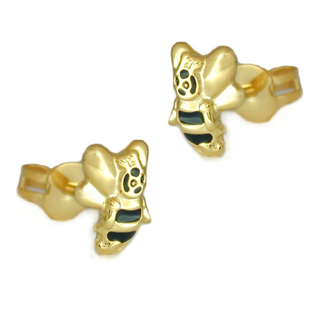 Erario D'Or Paar Ohrstecker Kinder Ohrringe Biene lackiert 9Kt GOLD (inkl.  Schmuckbox)