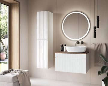einfachgutemoebel Waschtisch-Set Badezimmer Waschplatz VITTAVLA 140cm, zum Unterbau Obp, matt-weiß, (Badmöbel Set, 1-St., Doppel-Waschtisch Unterschrank)