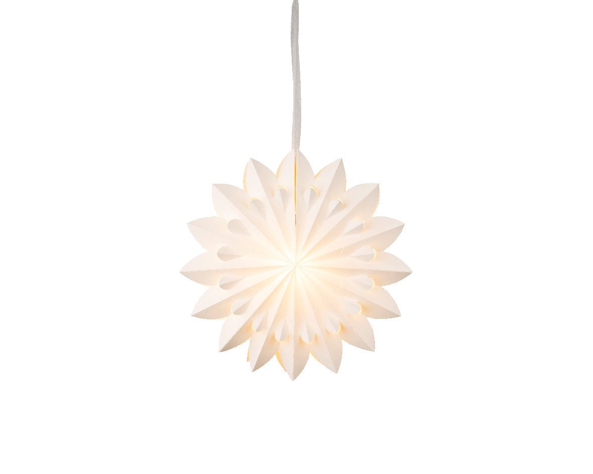 Kaemingk LED Stern Kaemingk Lumineo Leuchtstern Papier weiß, Batteriebetrieben, LED fest integriert, warmweiß