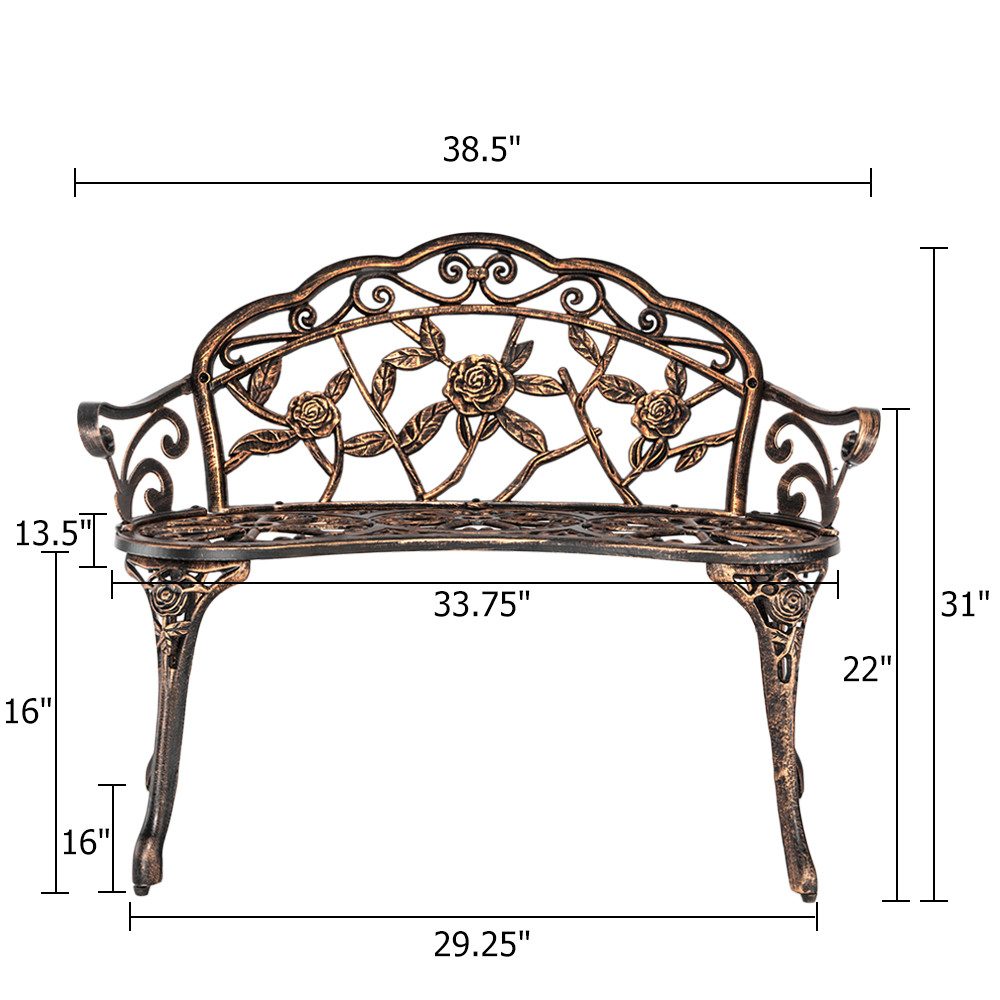 VINGLI Bank Gartenbank Metall Aluminium Rose, günstig online kaufen