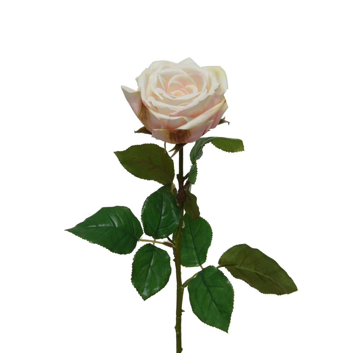 Kunstblume Rose am Stiel Kunstblume Rosenblüte künstlich Real Touch H: 68cm creme, MARELIDA, Höhe 68 cm