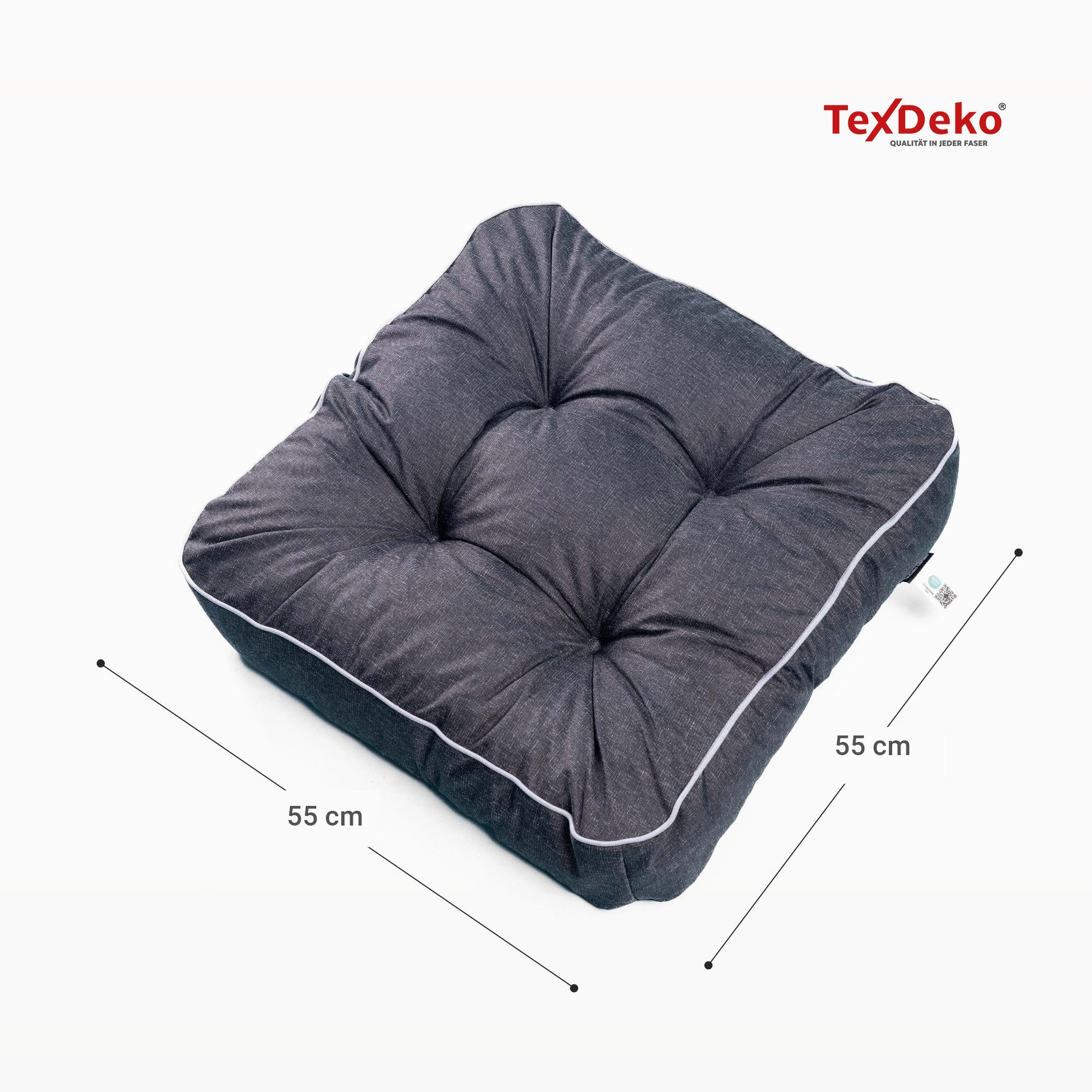 TexDeko Stuhlkissen Loungekissen 2-tlg. Set Gartenpolster für Rattanmöbel, UV-Beständig, Wasserabweisend mit Anti-Rutsch Boden