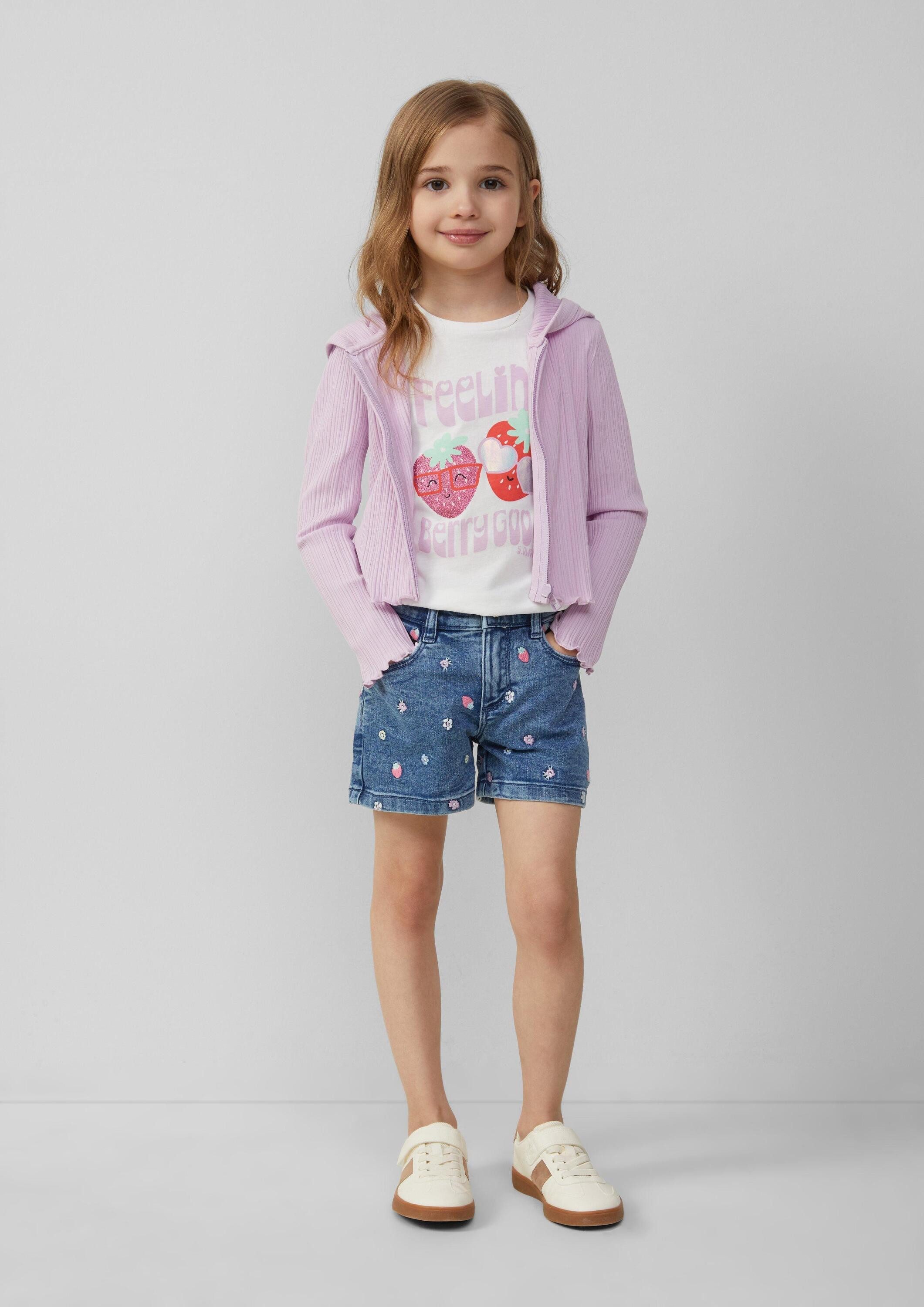 s.Oliver Jeansshorts Jeans-Hose Jeans-Shorts / Super High Rise / Wide Leg / All-over-Stickerei