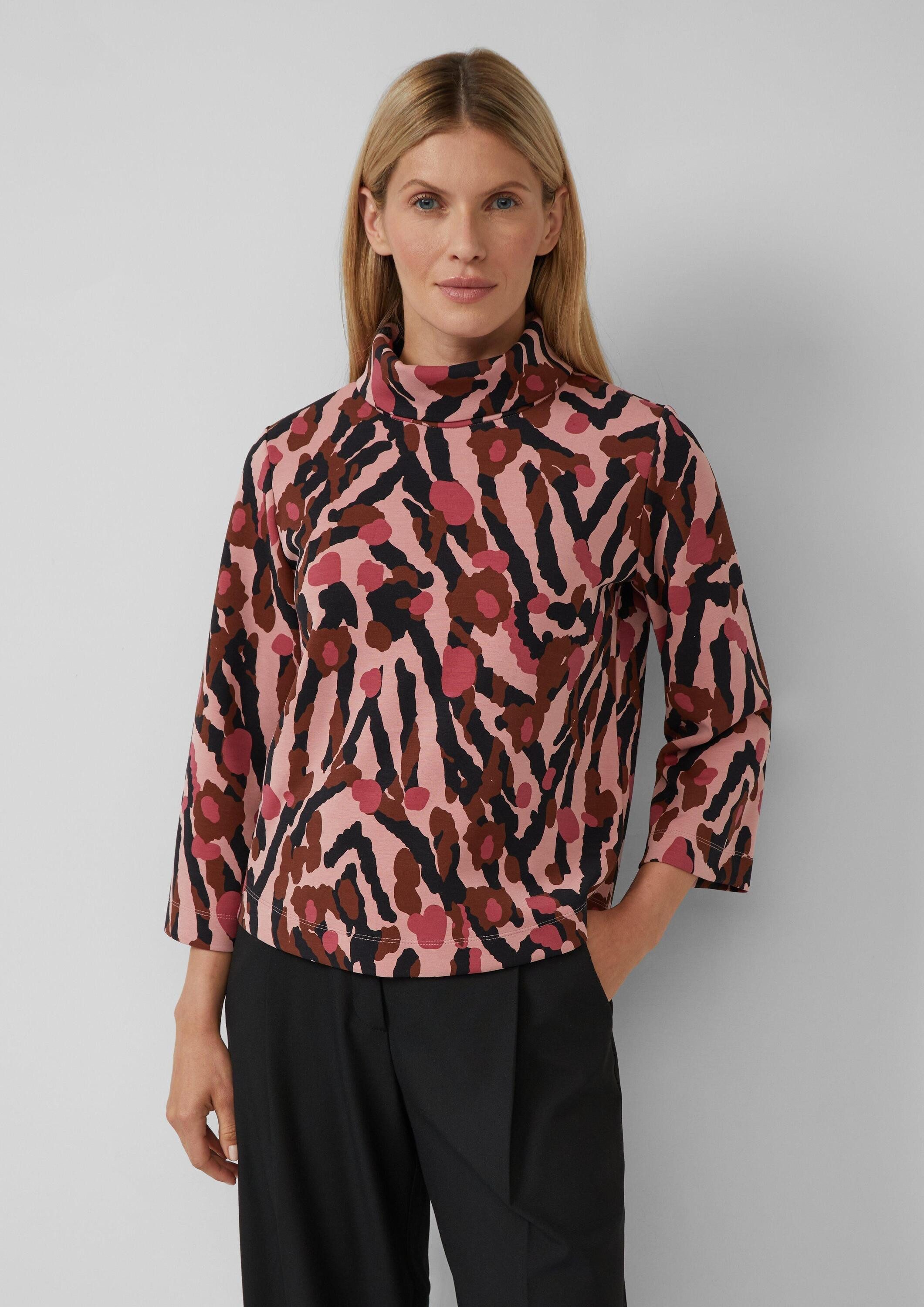 s.Oliver 3/4 Arm-Pullover Sweatshirt Gemustertes Scuba-Shirt mit weiten Ärm günstig online kaufen