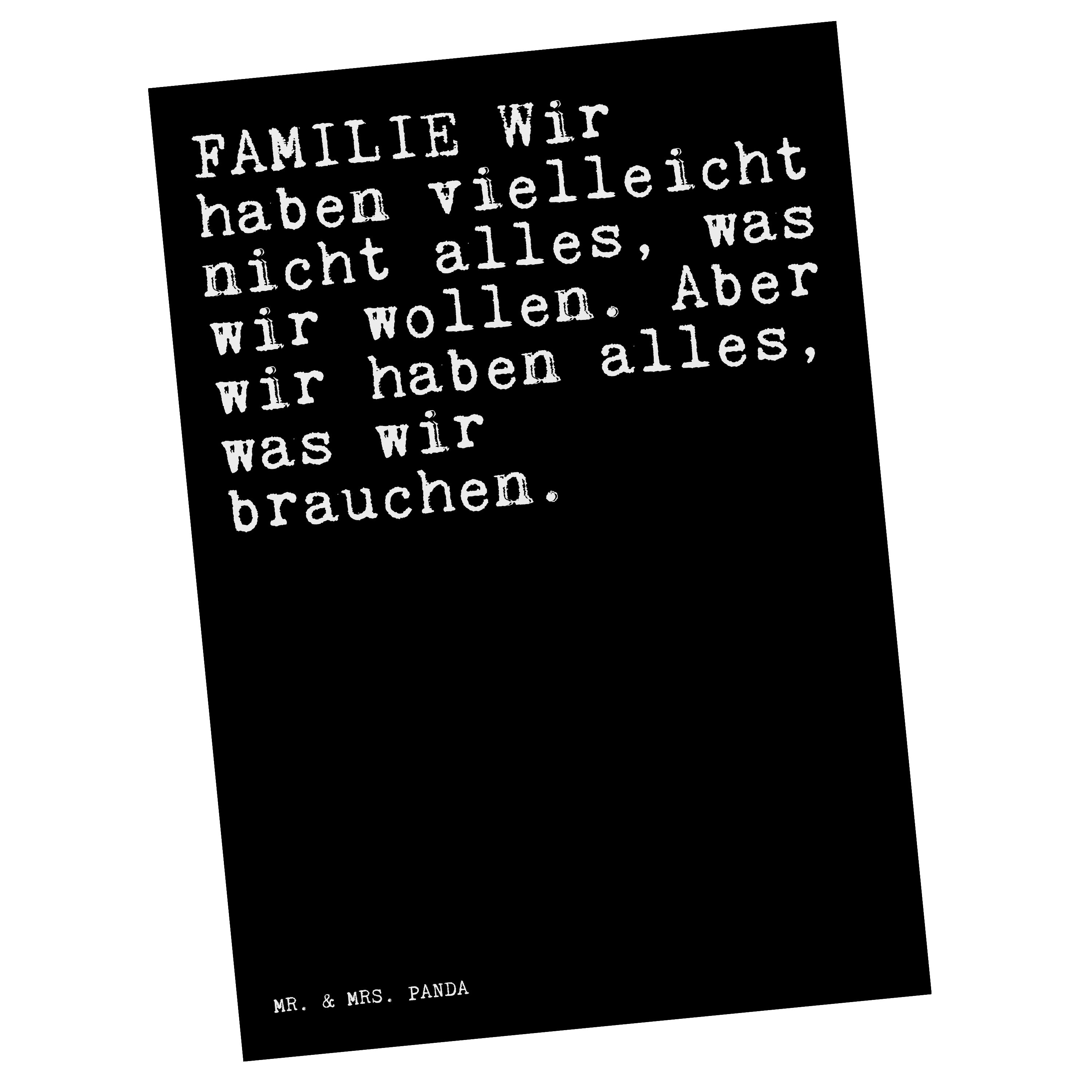 Mr. & Mrs. Panda Postkarte »FAMILIE Wir haben vielleicht... Schwarz