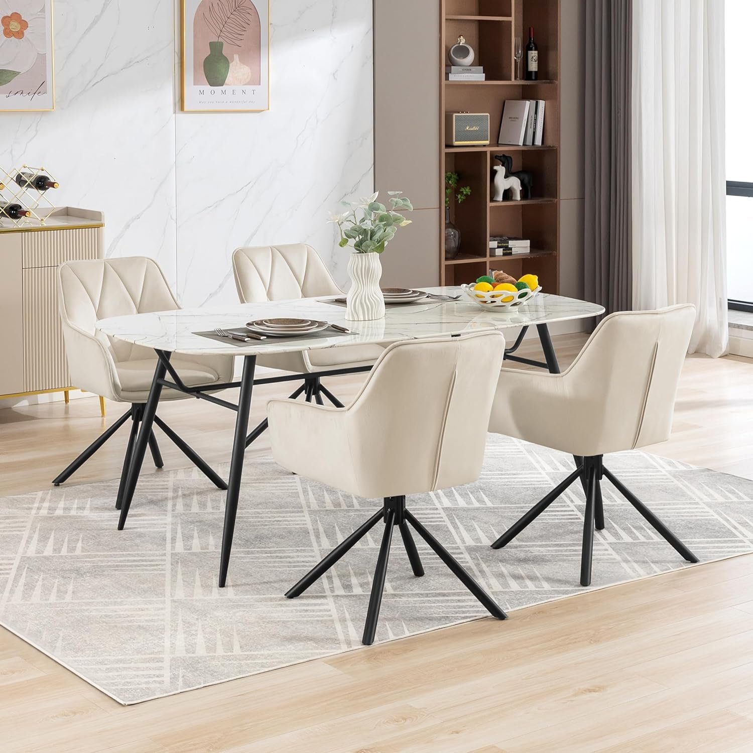 EUGAD 4-Fußstuhl (4 St), Esszimmerstühle drehbar, mit Armlehnen Rückenlehne günstig online kaufen