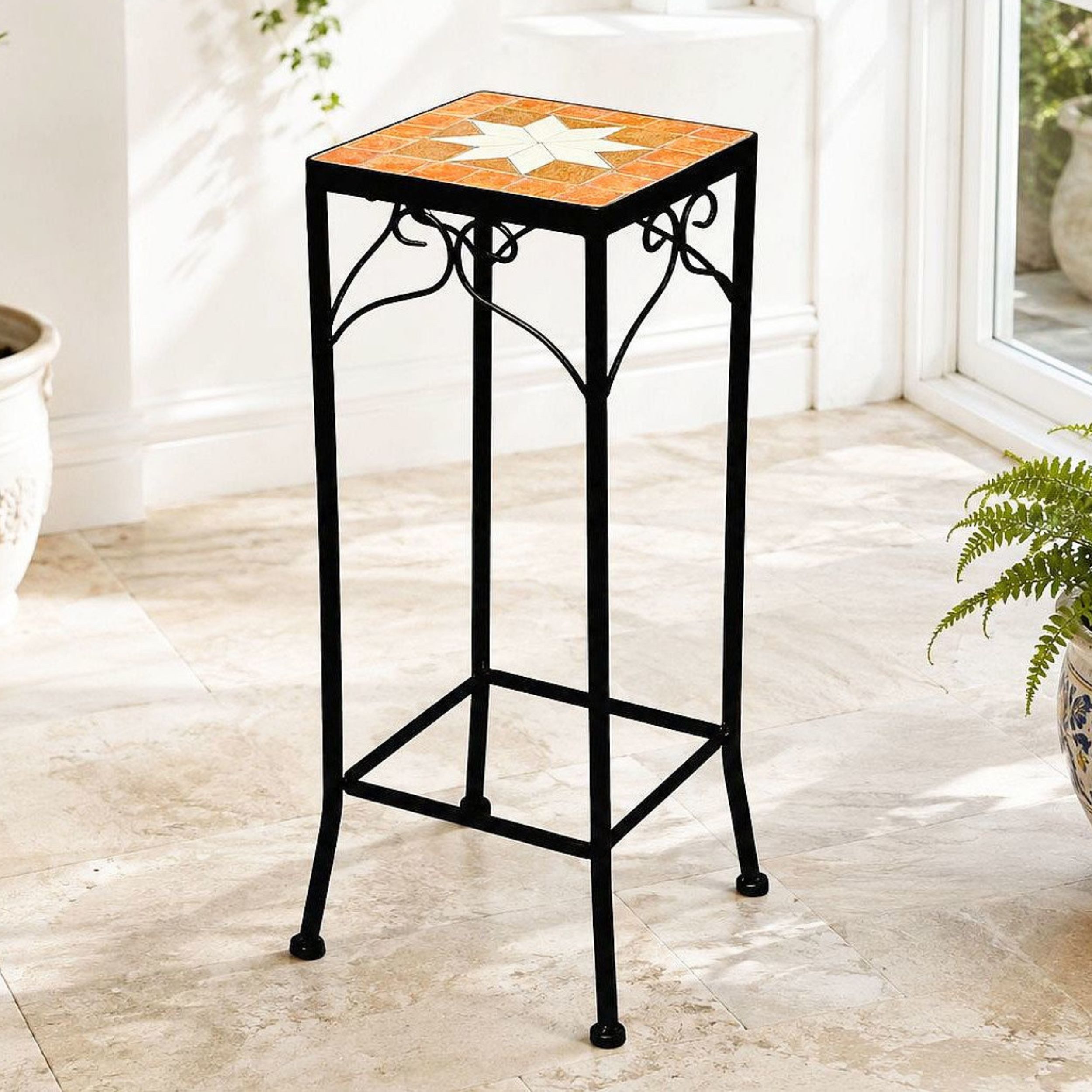 DanDiBo Blumenhocker Mosaik Eckig 12012 M Pflanzenständer für Draußen Blumenhocker