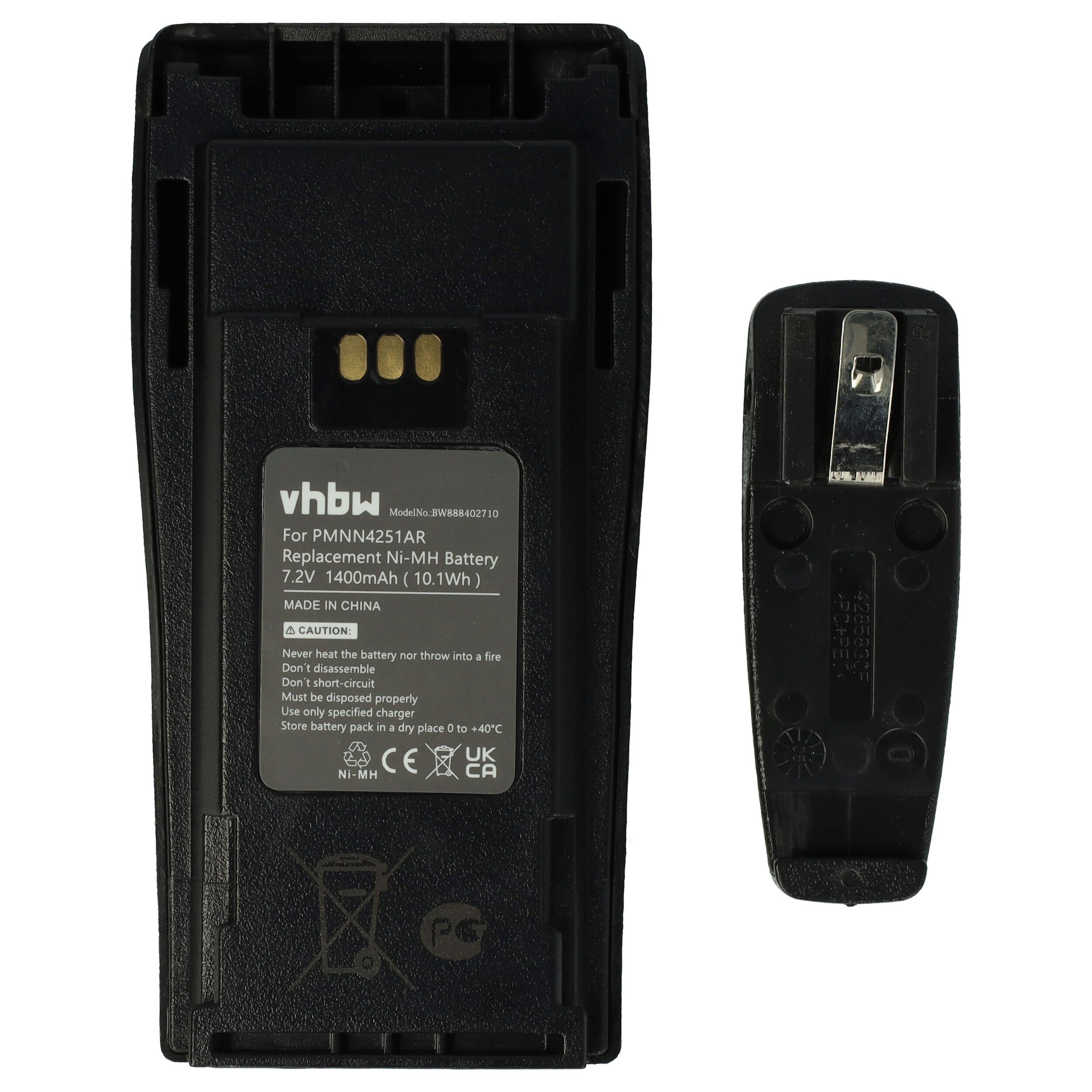 vhbw Ersatz für Motorola PMNN4251AR für Akku NiMH 1400 mAh (7,2 V)