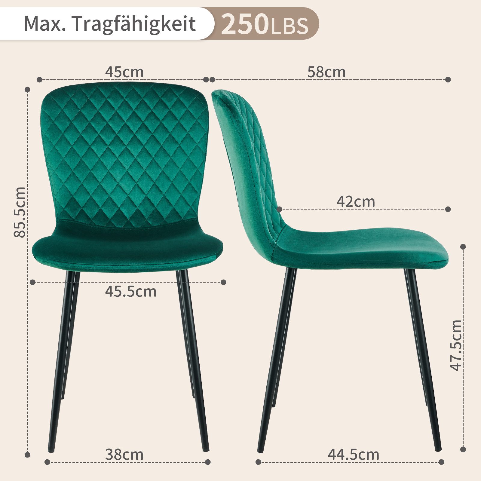 JYMTOM Esszimmerstuhl mit Rücklehne und Beinen günstig online kaufen