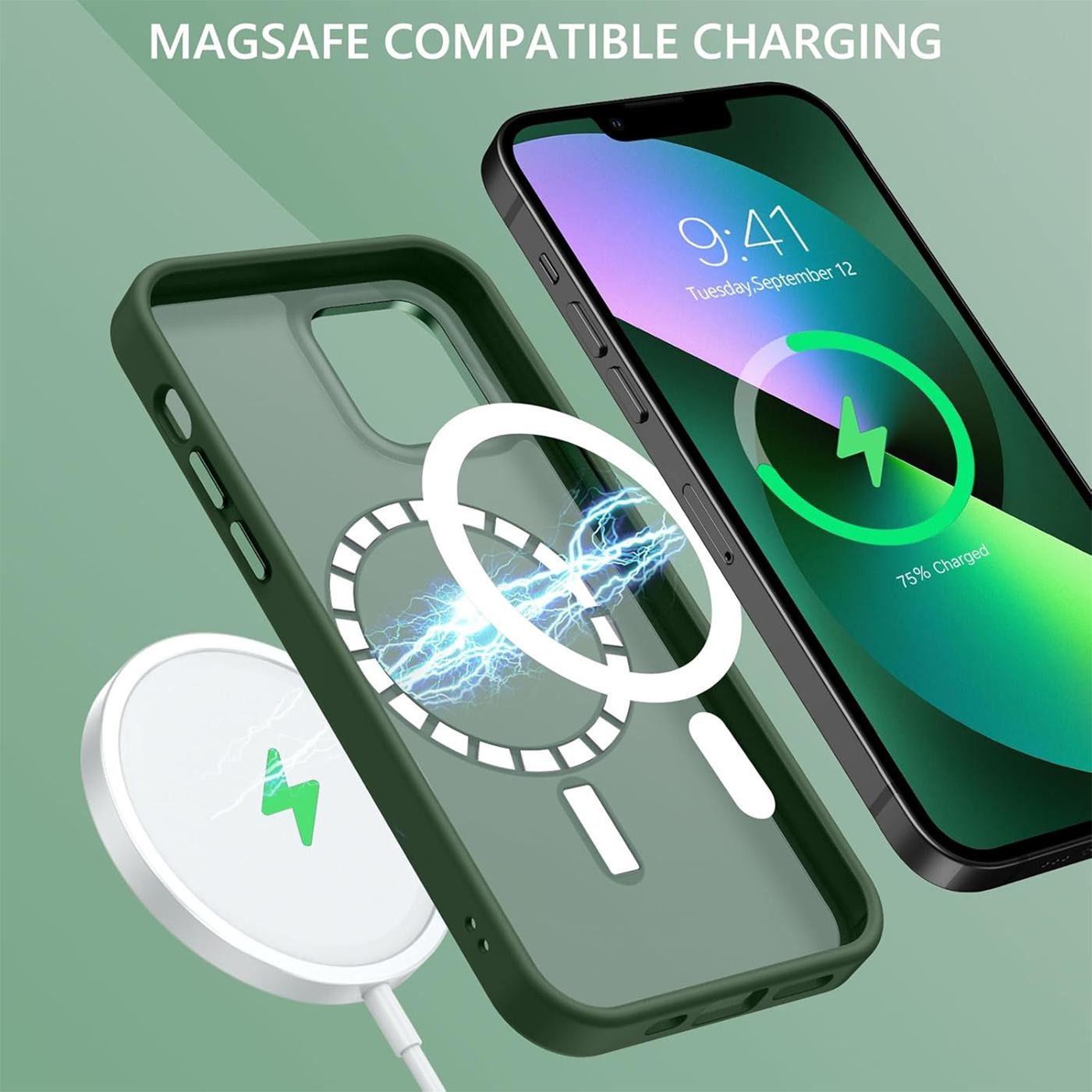 CoolGadget Handyhülle Magnet Hülle für iPhone 13 Schutzhülle mit Metall Kamerarahmen 6,1 Zoll, magnetisches Schutzcase Matt Stoßfest kompatibel mit Magsafe Zube – Bild 4 von 5