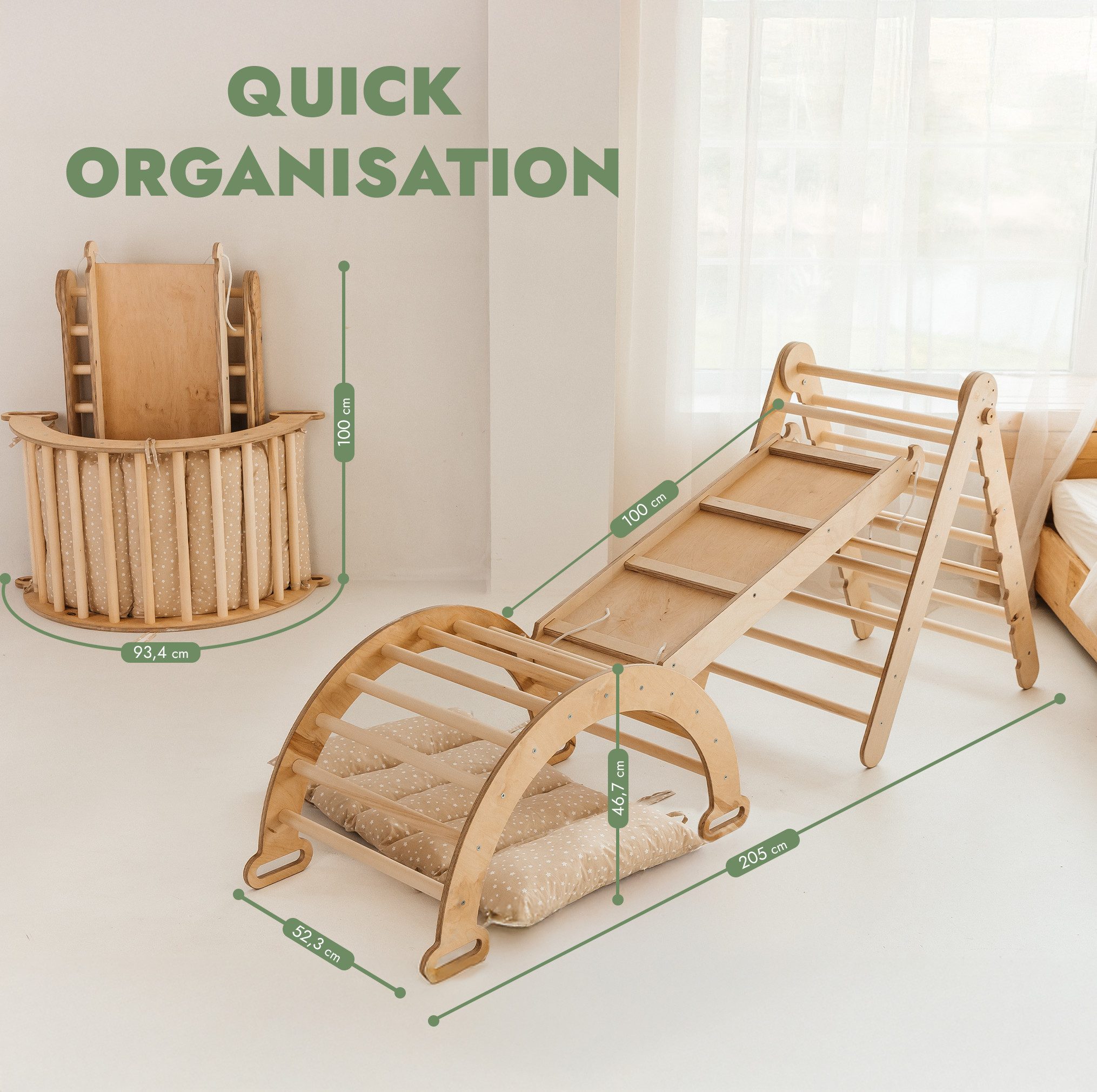 Goodevas Klettergerüst Holz Indoor Klettergerüst für Kinder von 1-5 Jahren, günstig online kaufen