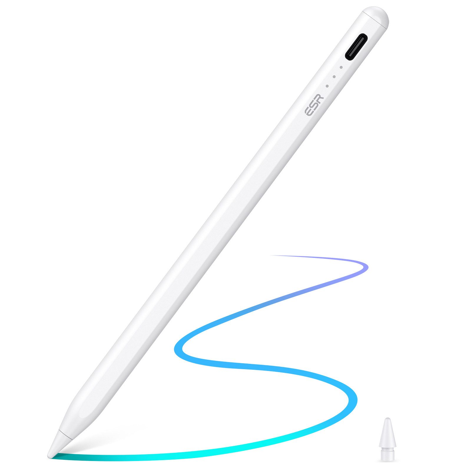 ESR Eingabestift Digital Pencil Stylus für Apple iPads (5-St., 3x Ersatzspitzen) 13 Stunden Nutzungsdauer