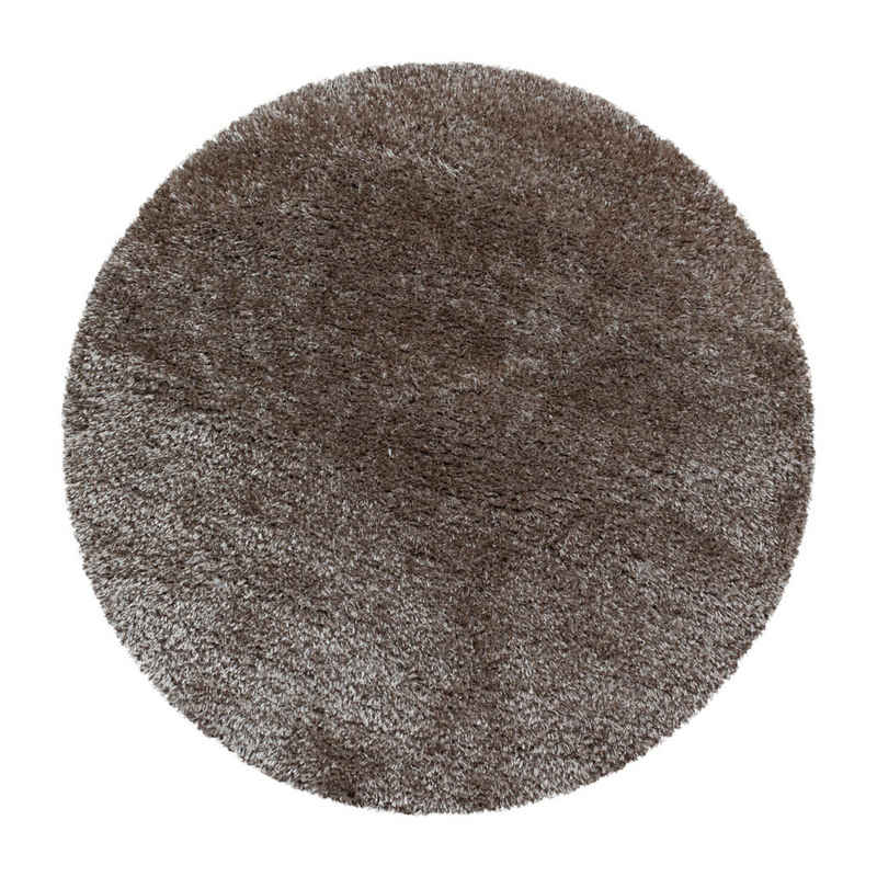 Hochflor-Teppich Unicolor - Einfarbig, Carpettex, Rund, Höhe: 50 mm, Teppich Wohnzimmer Shaggy Einfarbig Flauschig versch. Far. und größ.