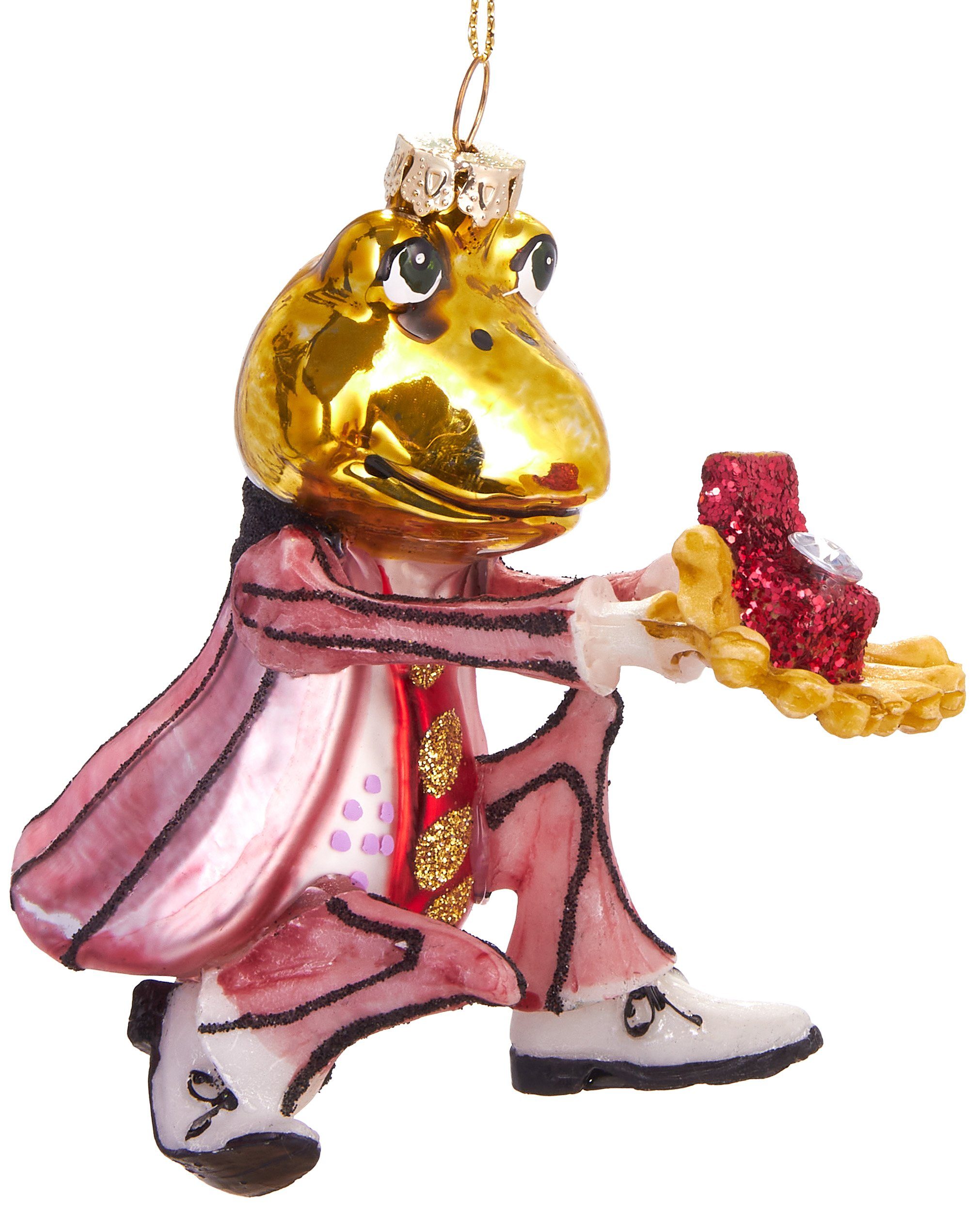 Christbaumschmuck Handbemalte Weihnachtskugel Froschprinz mit Ring