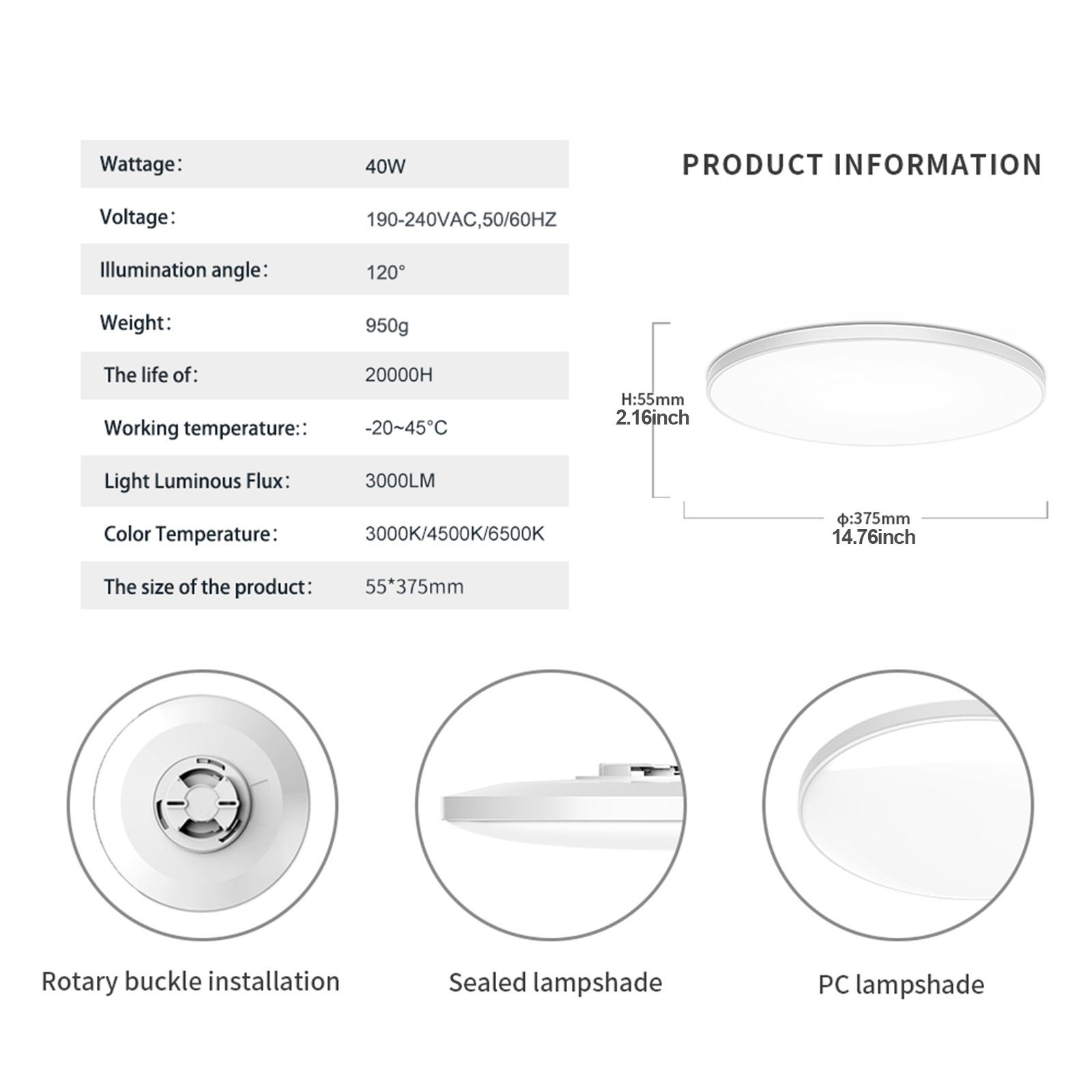 Sunicol LED Deckenleuchte Dimmbar Ultra Dünn günstig online kaufen