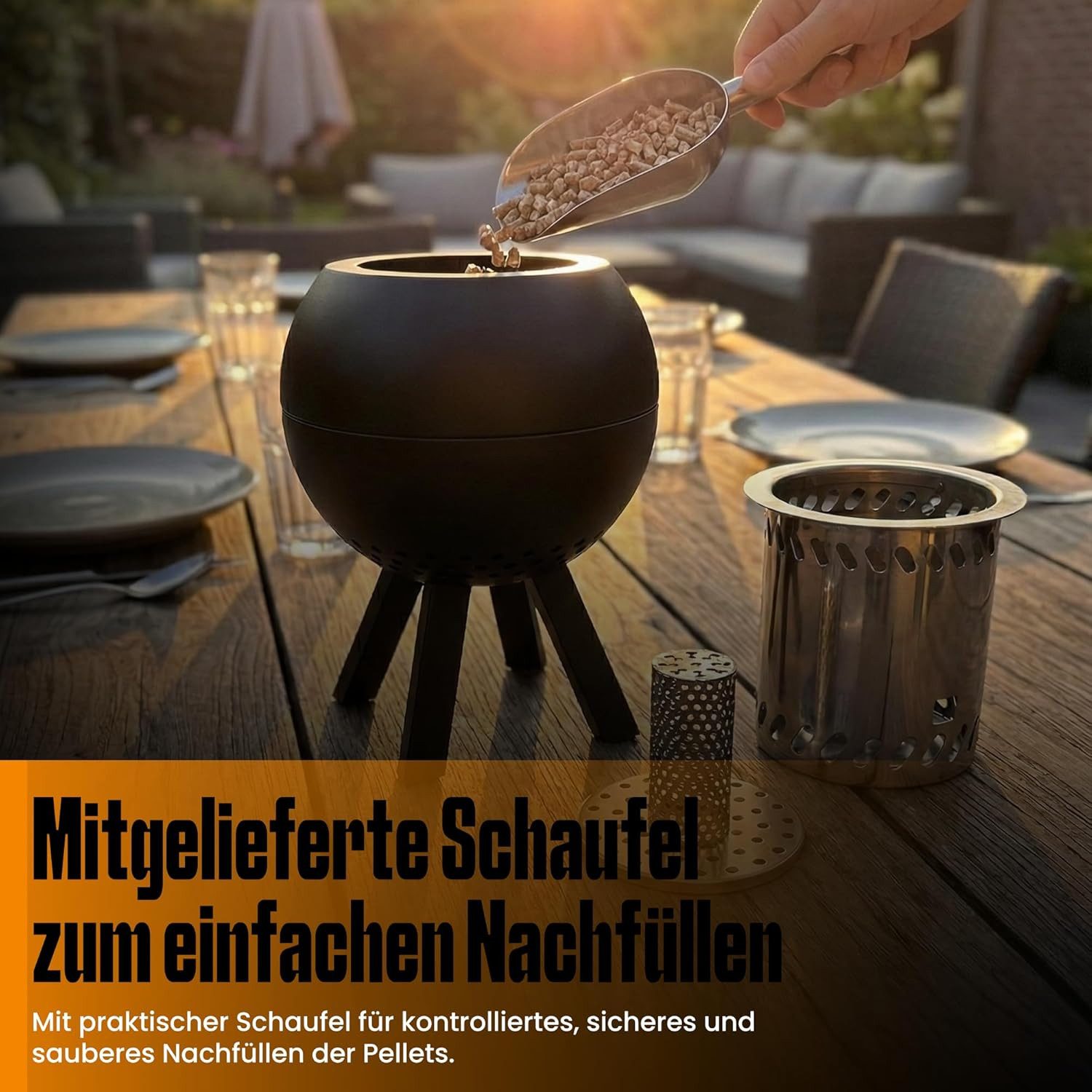 Westerholt Tischfeuer Peluma aus Edelstahl für Balkon, Terrasse, Garten, Tischfeuer Edelstahl für Balkon