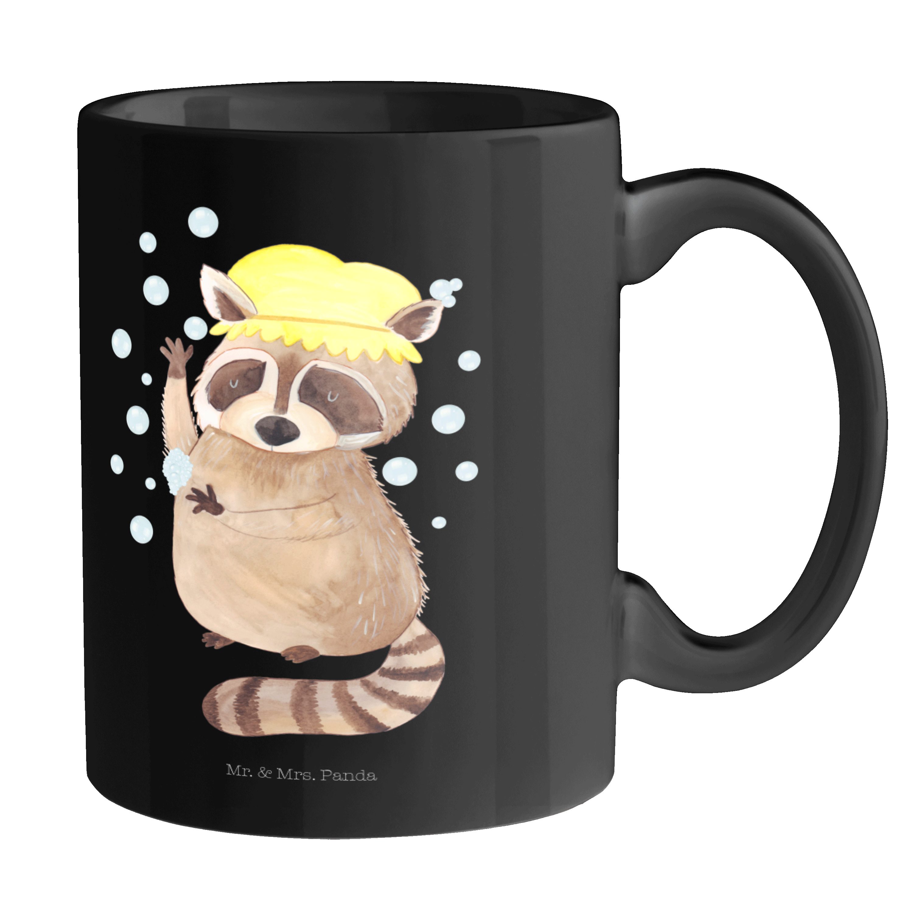 Mr. & Mrs. Panda Tasse Schwarz Schwarz Geschenk, - Tasse Kaffeetasse, Motive, Spr, - Keramik lustige Waschbär