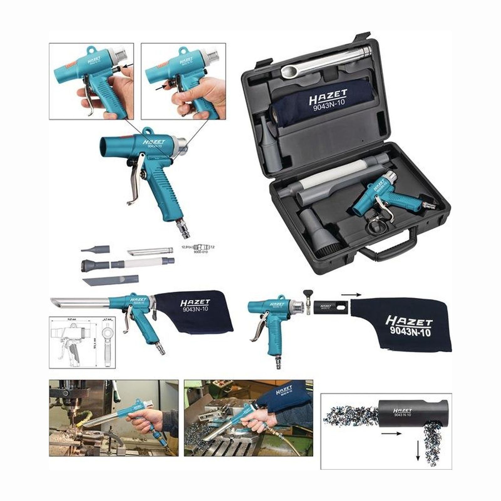 HAZET Ausblaspistole Hazet Druckluftsaug- / blaspistole 9043N-10 Kupplungsstecker - 90...