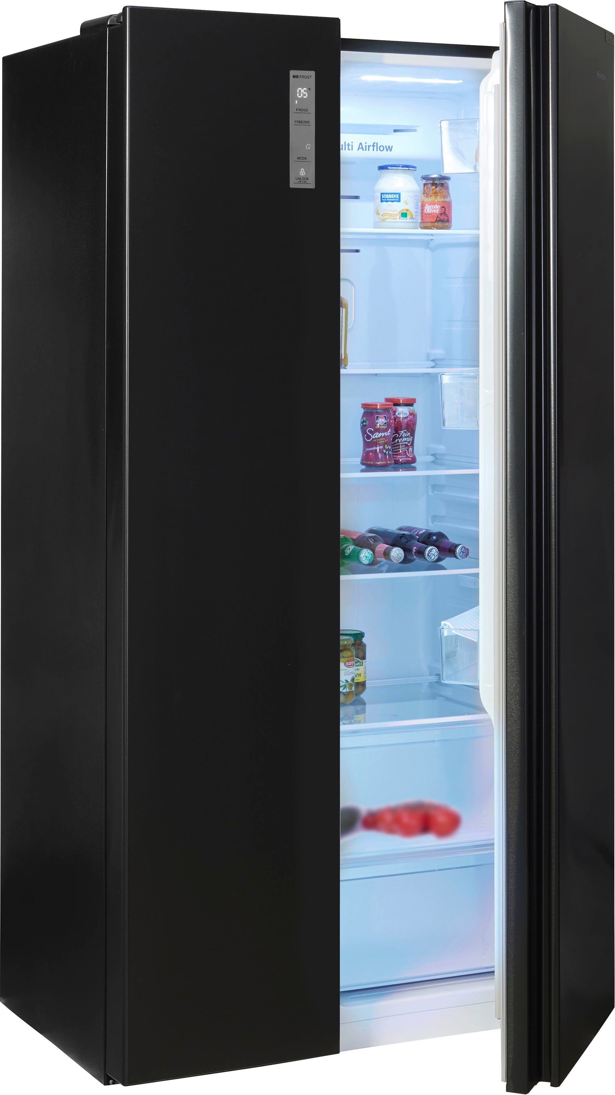 RS677N4AFC, Hisense Side-by-Side 178,6 schwarz cm breit 91 cm hoch,