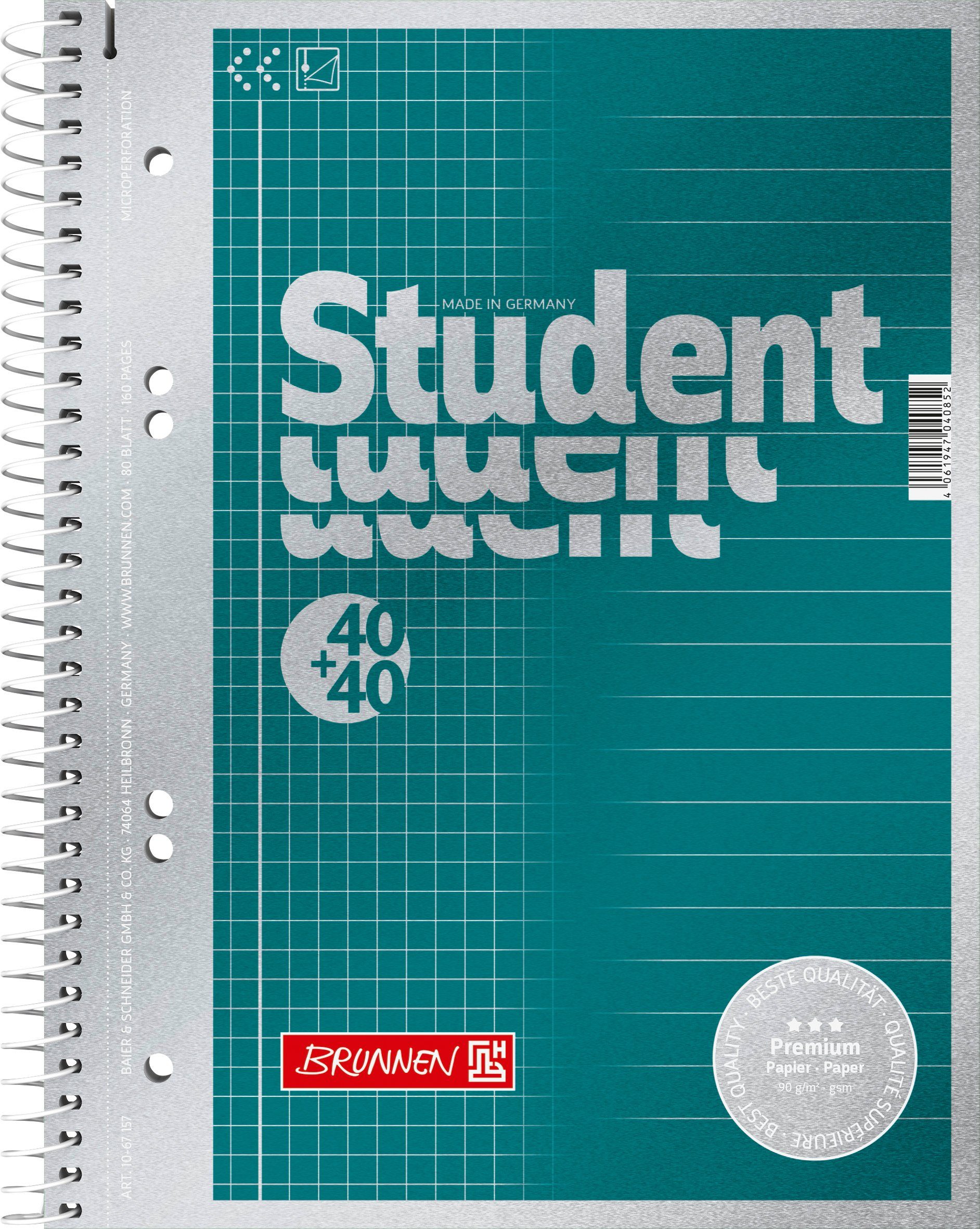 BRUNNEN Collegeblock BRUNNEN 1067154 Collegebl A5 Duo Lin21+22 Premium