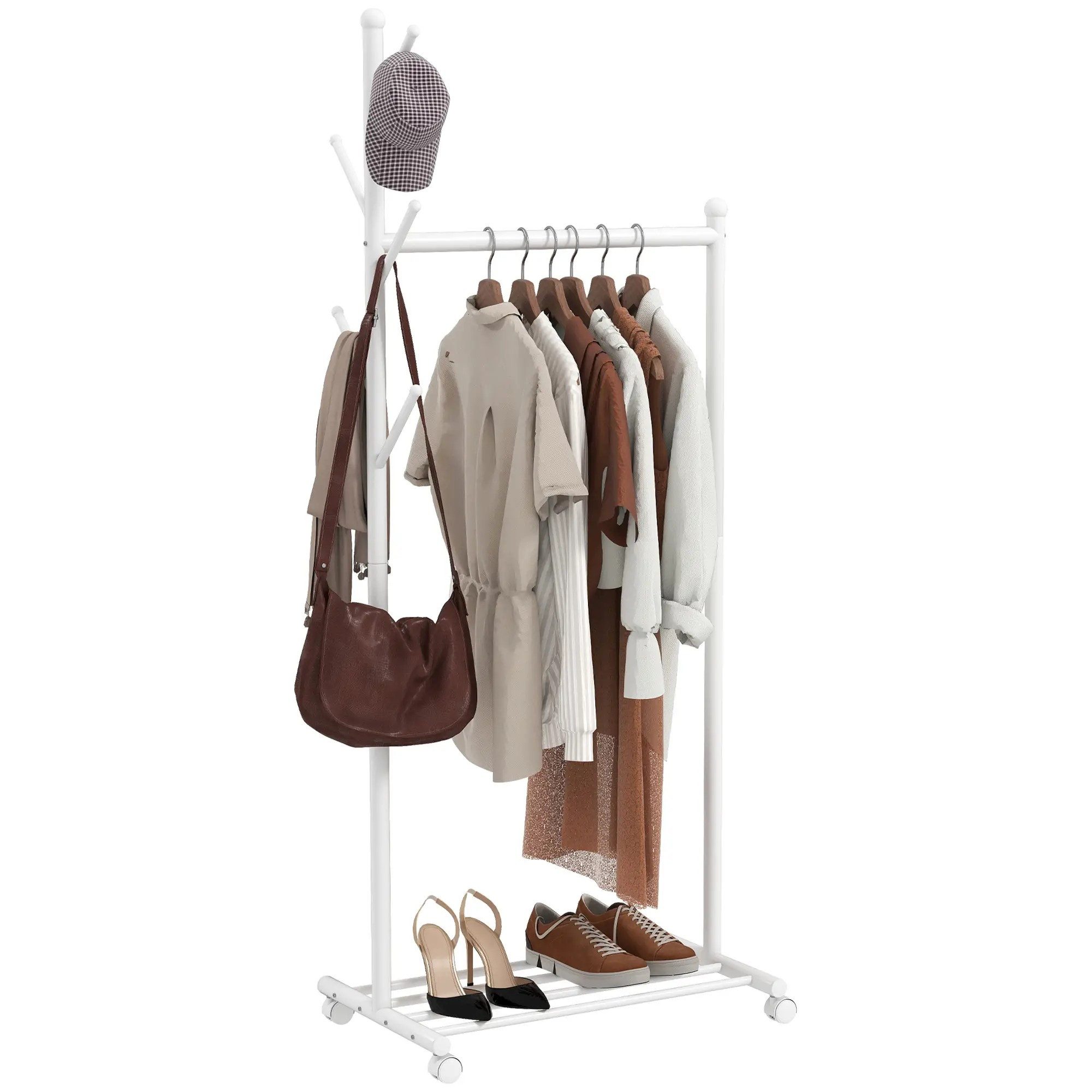 BlingBin Kleiderständer Garderobenständer mit Kleiderstange, 5 Haken und 4 günstig online kaufen