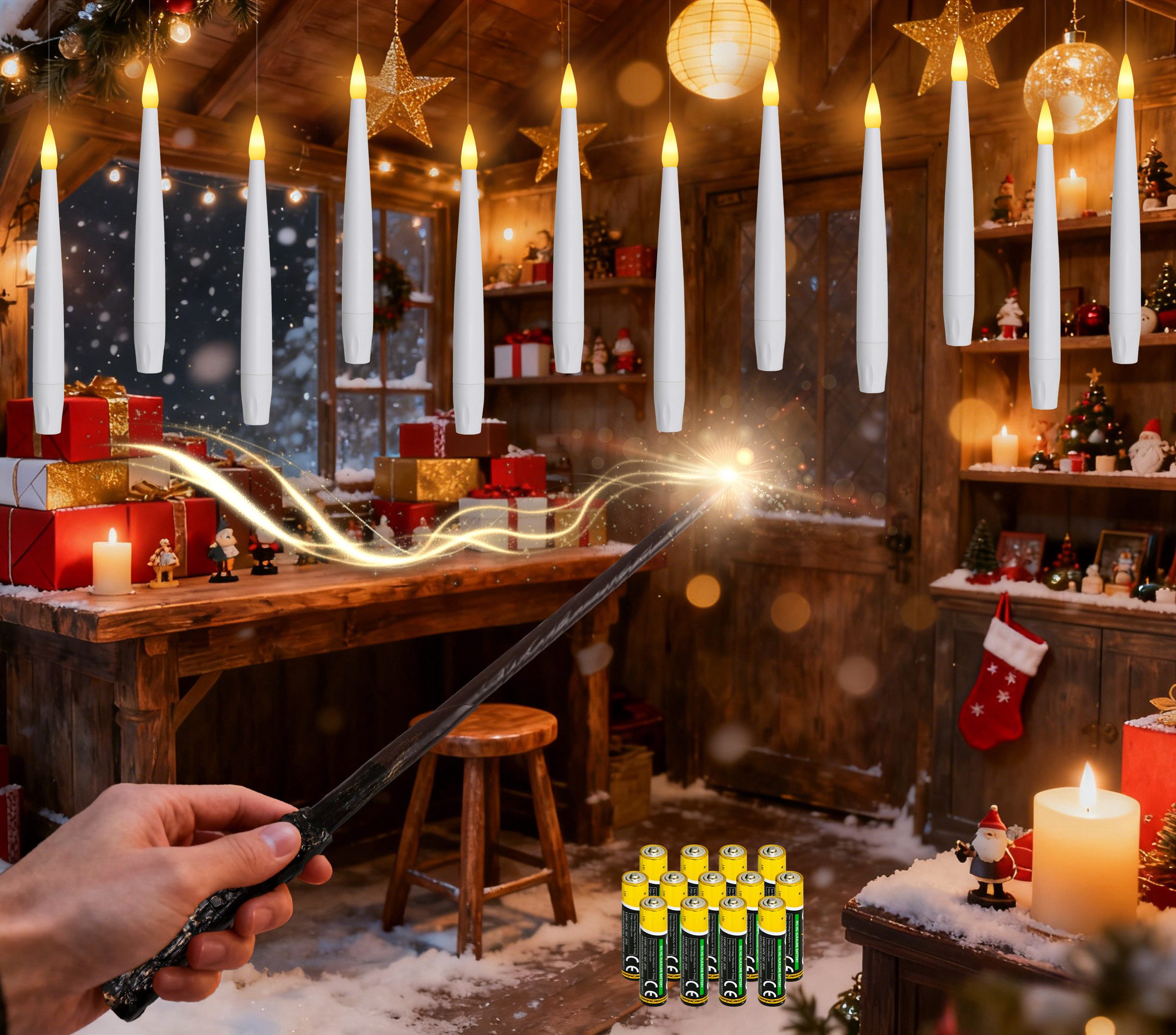 Gotoll LED-Kerze K-MFLZ 12pcs Schwebende Kerzen mit Zauberstab-Fernbedienun günstig online kaufen