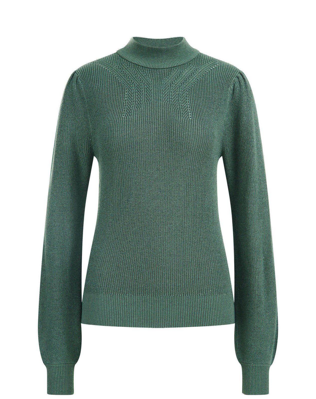 WE Graugrün Fashion (1-tlg) Longpullover