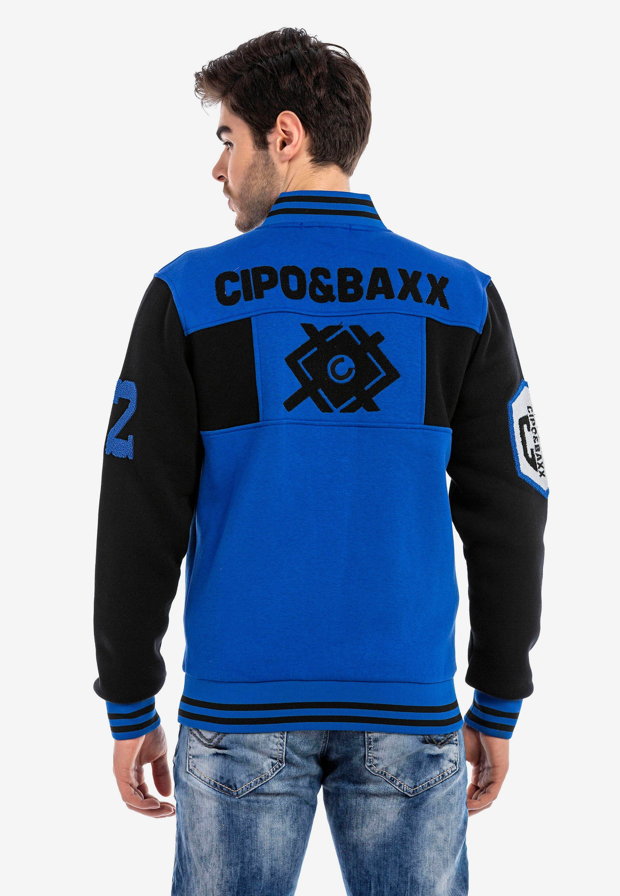 Cipo Baxx sportlichem Sweatjacke in & Design blau-schwarz