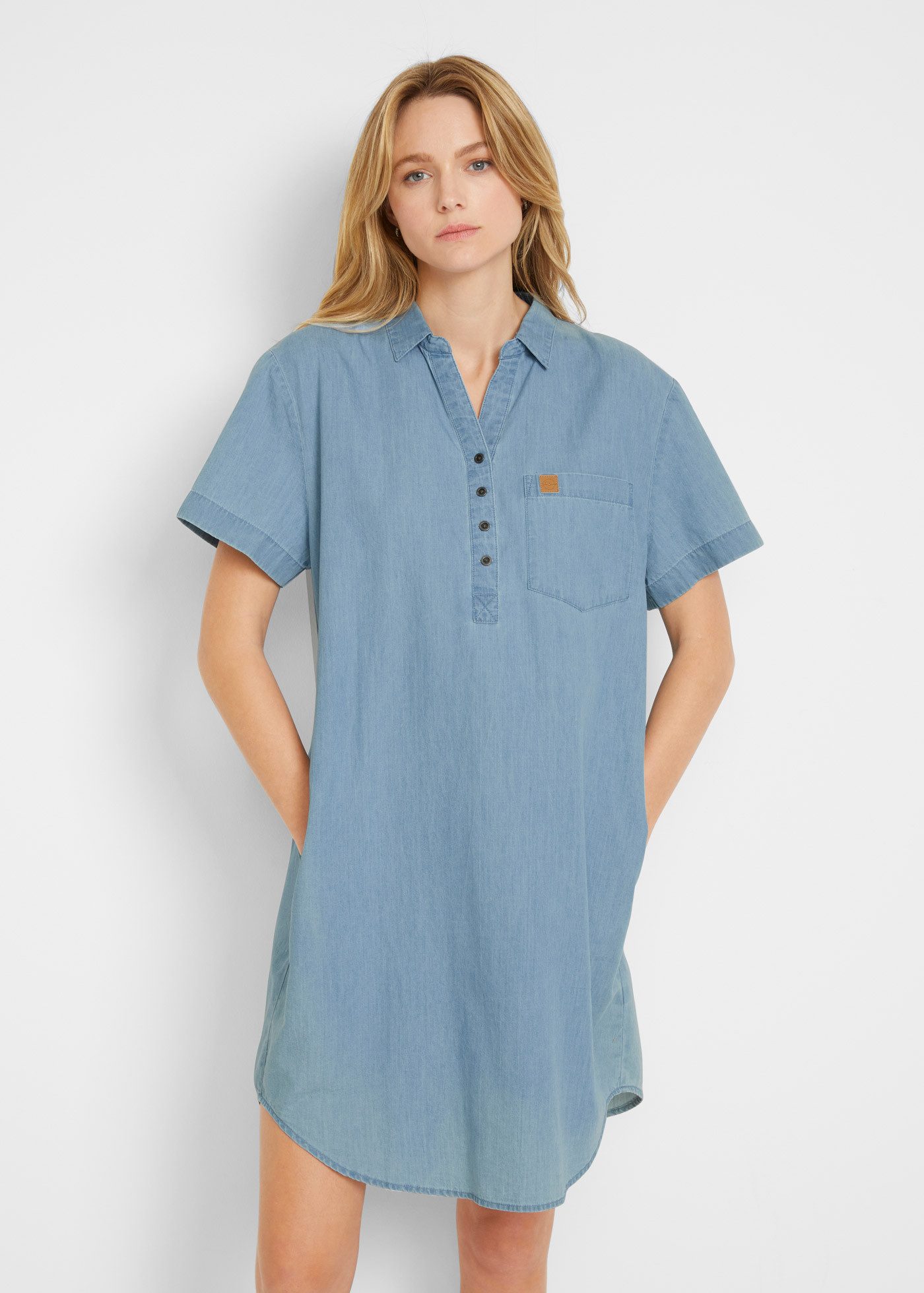 bonprix Jeanskleid mit Brusttasche und Eingrifftaschen