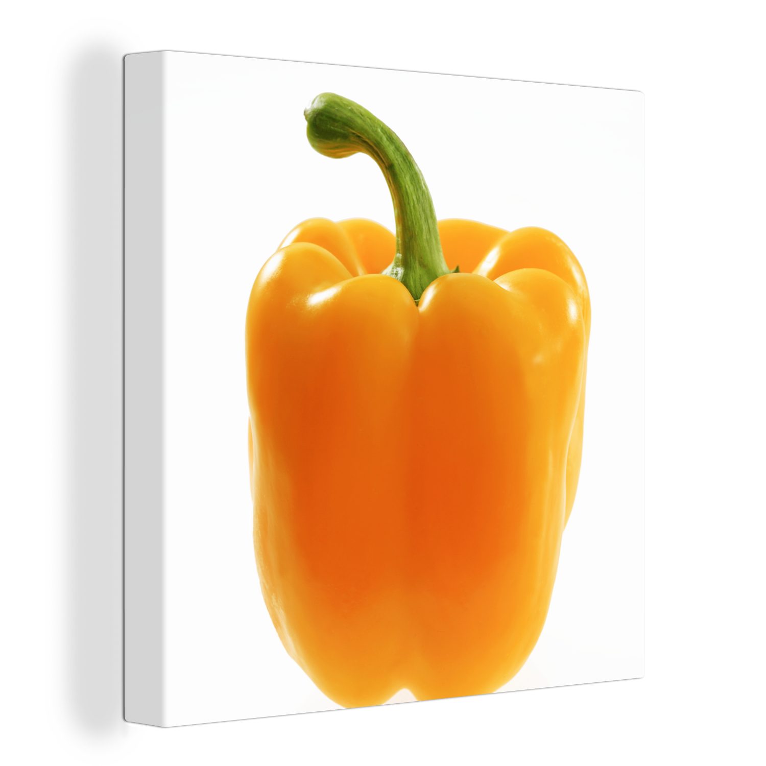 OneMillionCanvasses® Leinwandbild Nahaufnahme einer weißem für Leinwand Paprika vor Bilder Schlafzimmer Wohnzimmer (1 gelben Hintergrund, St)