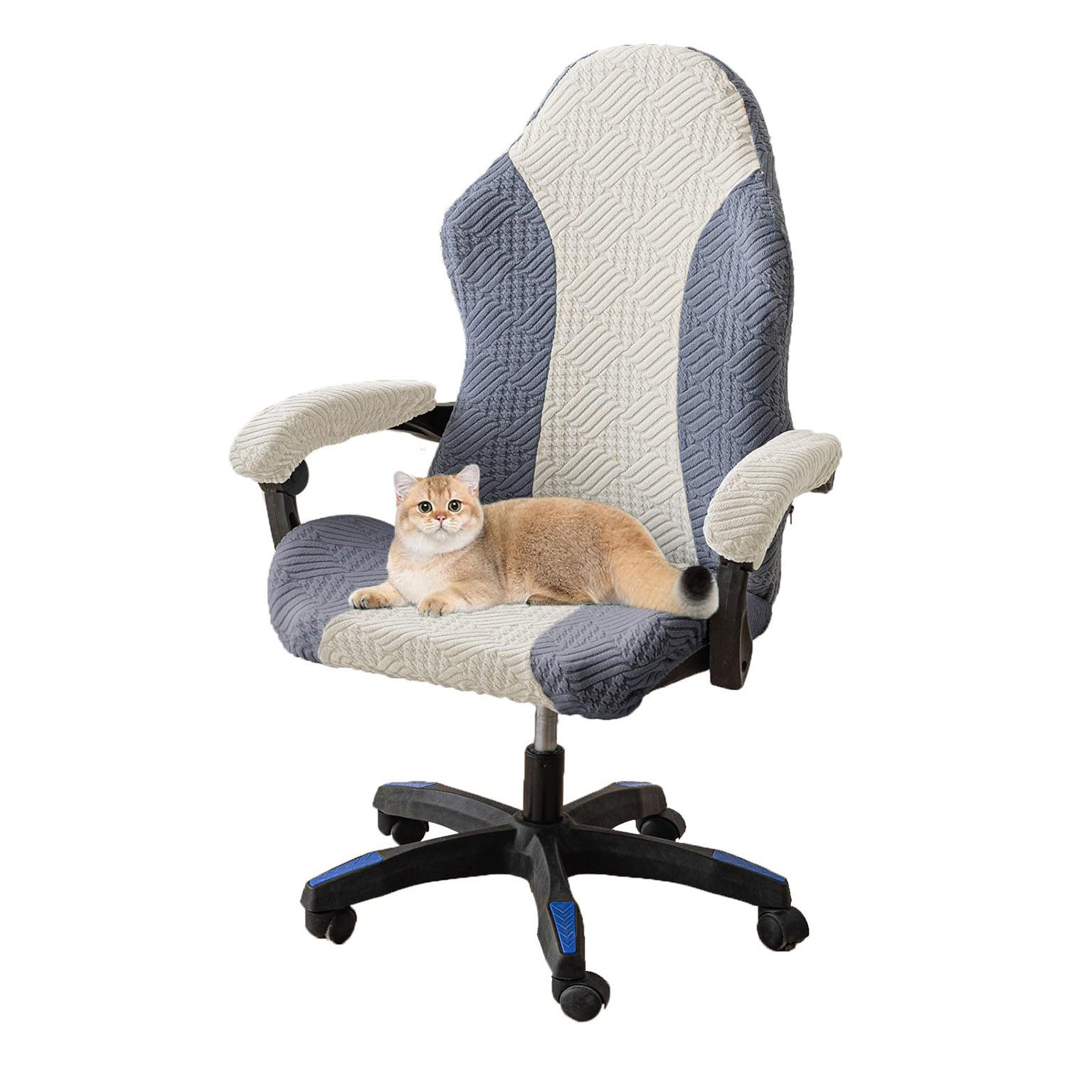 Refttenw Bürostuhlhusse Gaming Stuhl Bezug Belastbar Farbblockier Universeller Bürostuhlbezug