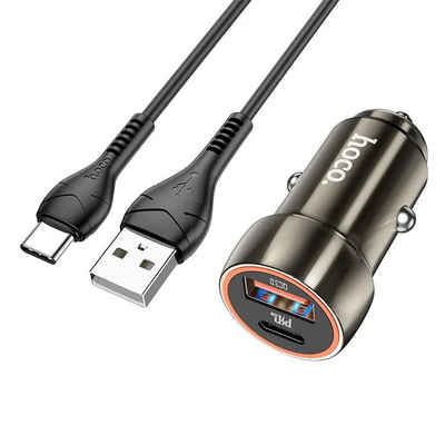 HOCO Z46A Typ C Smartphone-Ladegerät (3000 mA, KFZ Dual USB Lade Stecker Zigarettenanzünder Charger USB C Kabel)