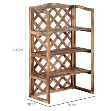 Outsunny Pflanzentreppe Blumenständer Blumenregal Pflanzregal Blumenbank Tannenholz (Set, 1 St., 3 Etagen), L75 x W38 x H120cm
