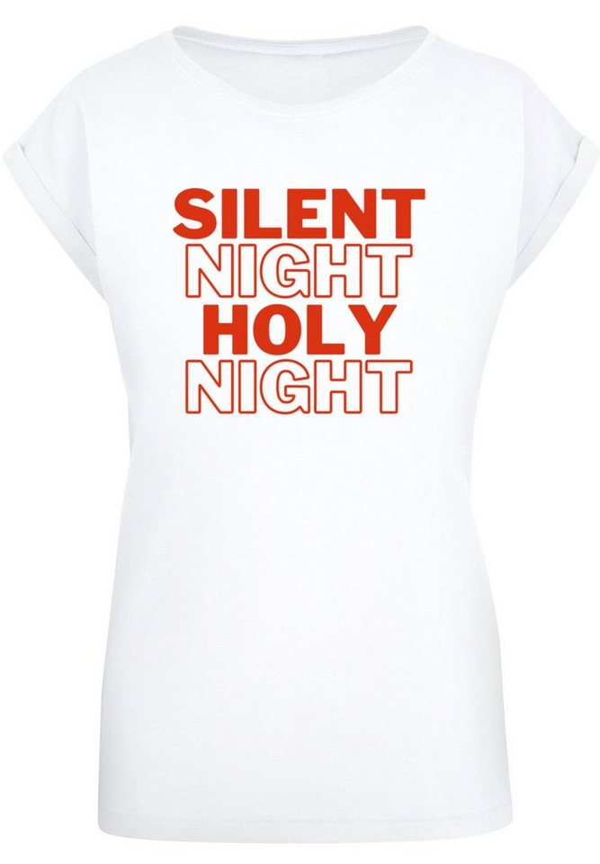 Holy Lässiges Print, Basic-Piece Night Silent Tag T-Shirt Weihnachten F4NT4STIC für Night jeden