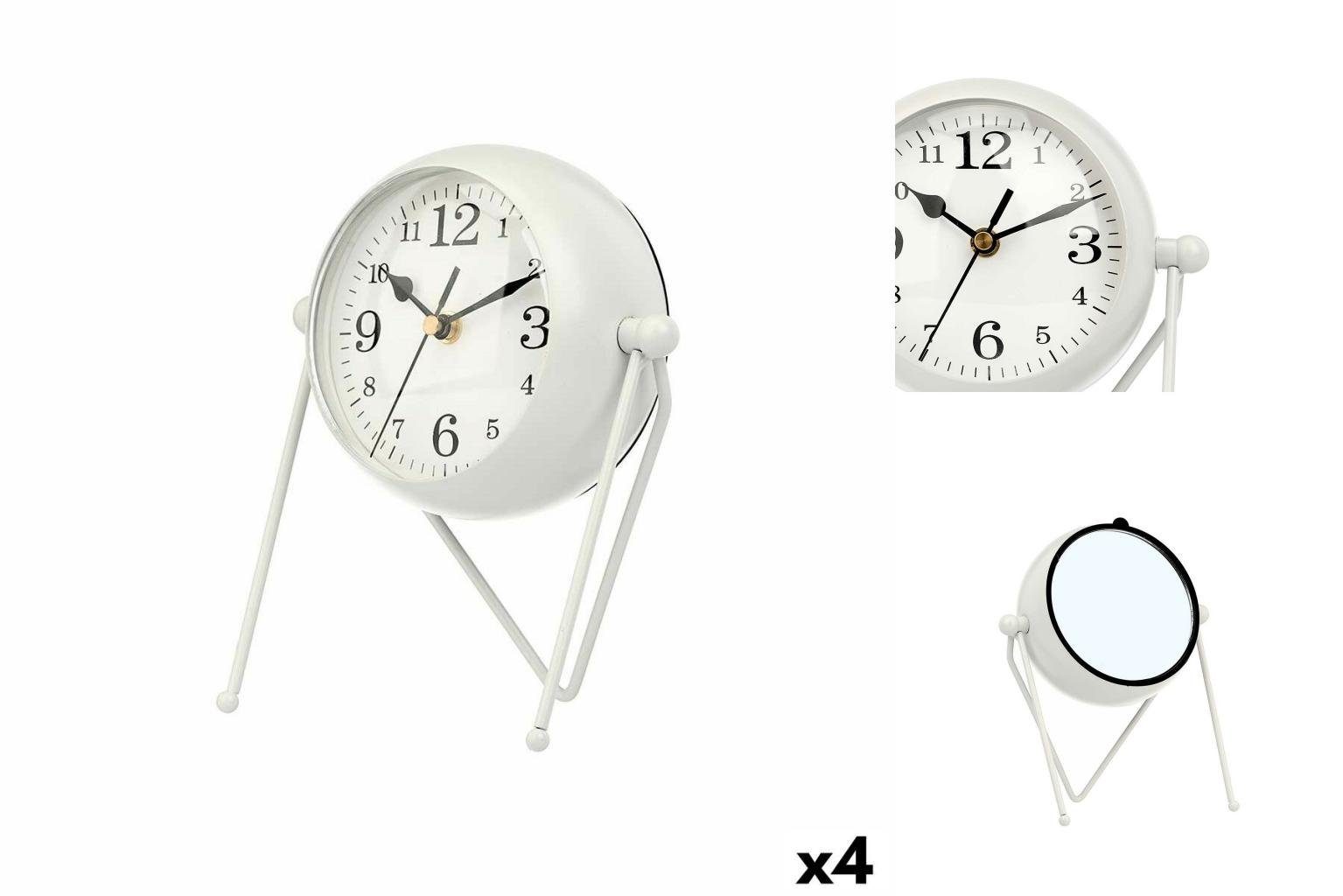 Gift Decor Uhr Tischuhr Weiß Metall 18 x 21 x 12 cm 4 Stück