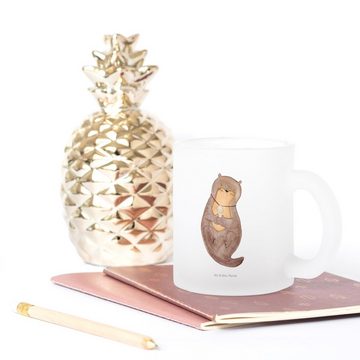 Mr. & Mrs. Panda Teeglas Otter Muschel - Transparent - Geschenk, süß, Tasse, Otterliebe, niedl, Premium Glas, Liebevolle Gestaltung