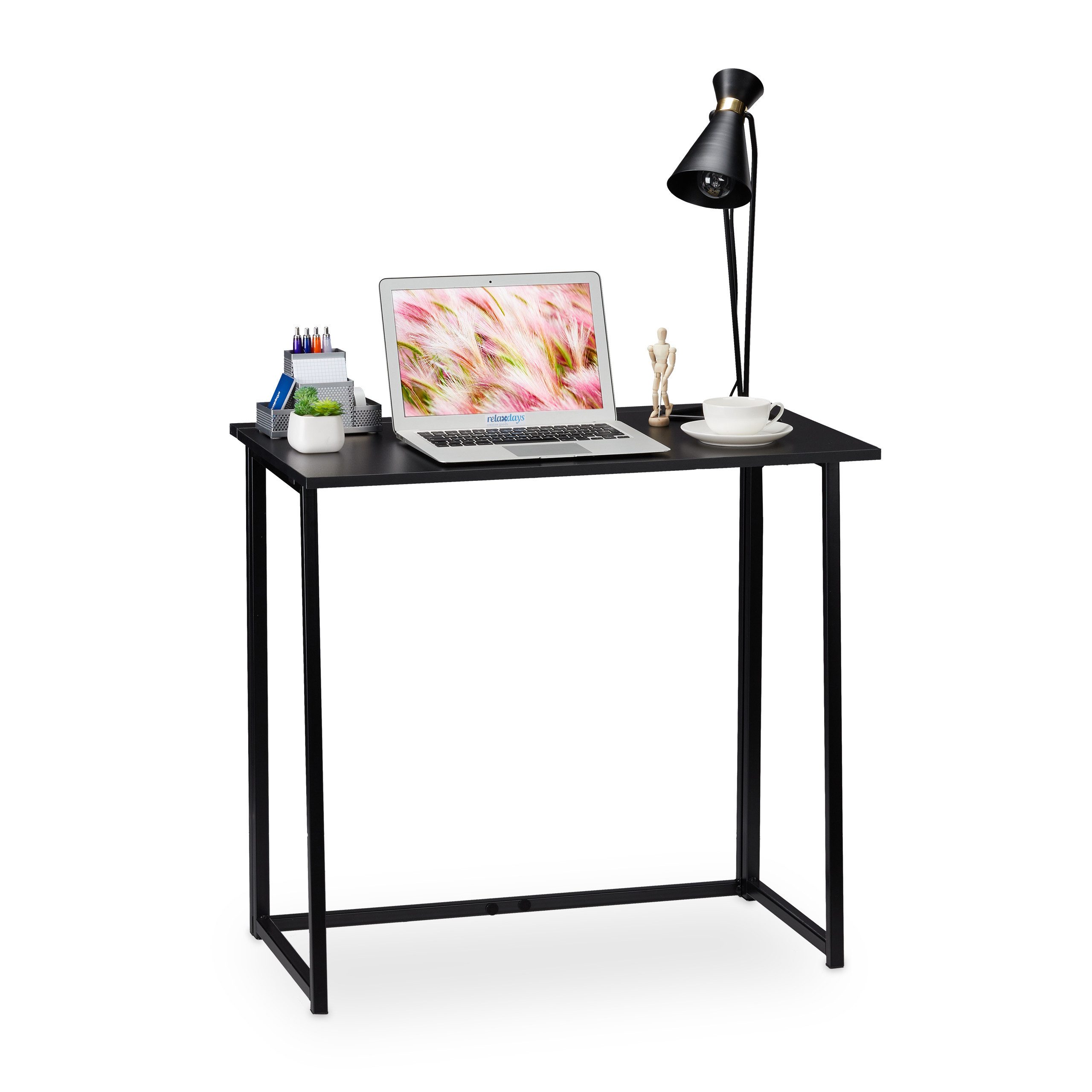 relaxdays Schreibtisch klappbar, Schwarz / Schwarz günstig online kaufen