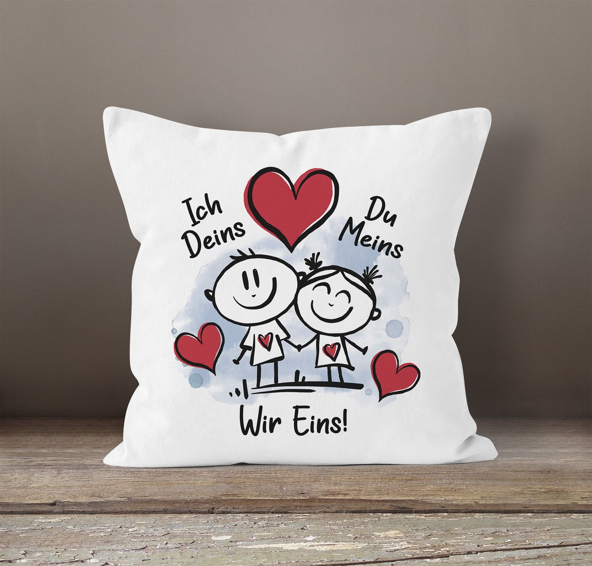 SpecialMe Dekokissen Kissen-Bezug verliebte Strichmännchem Ich Deins Du Mei günstig online kaufen