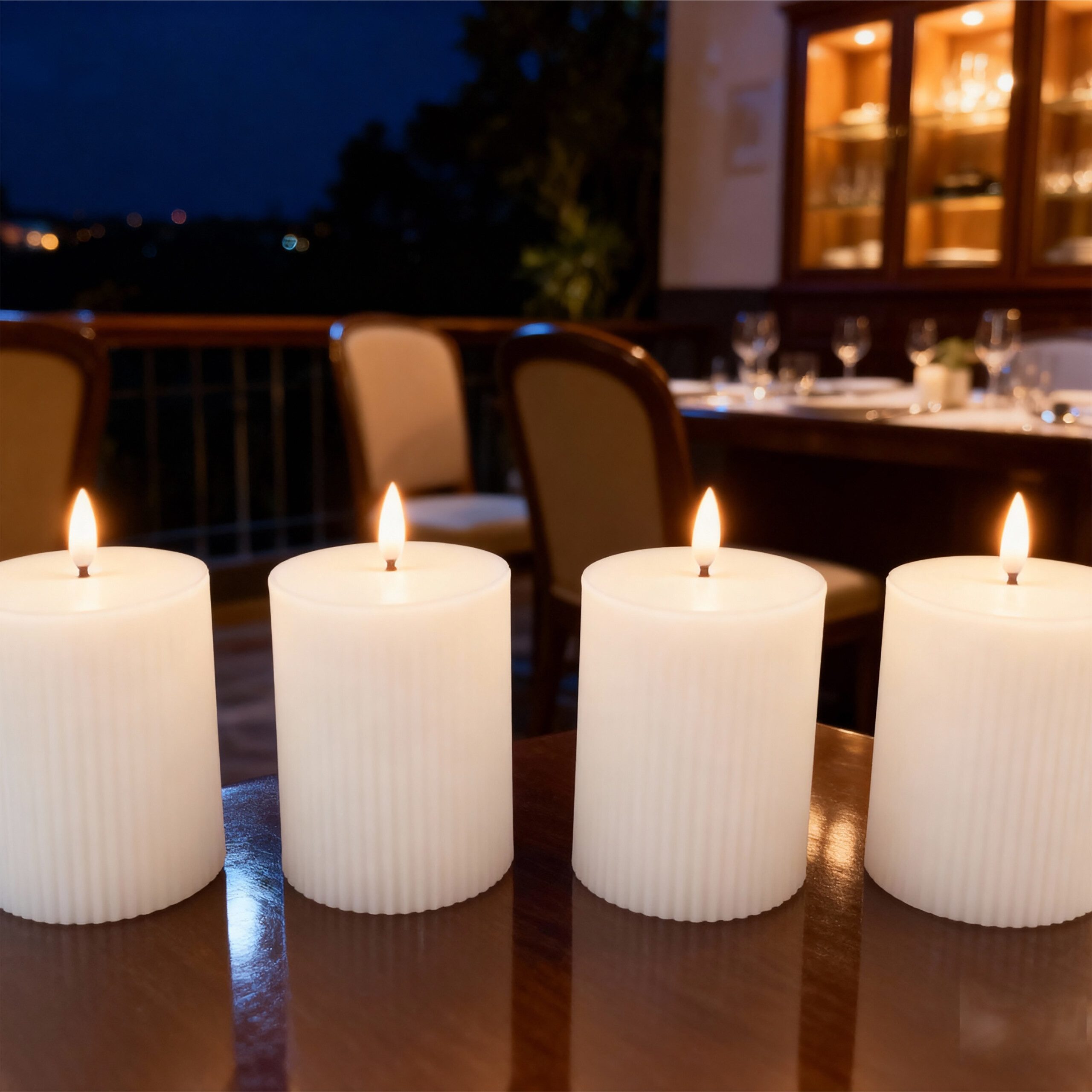 relaxdays LED-Kerze 4er Set 13 cm, weiß