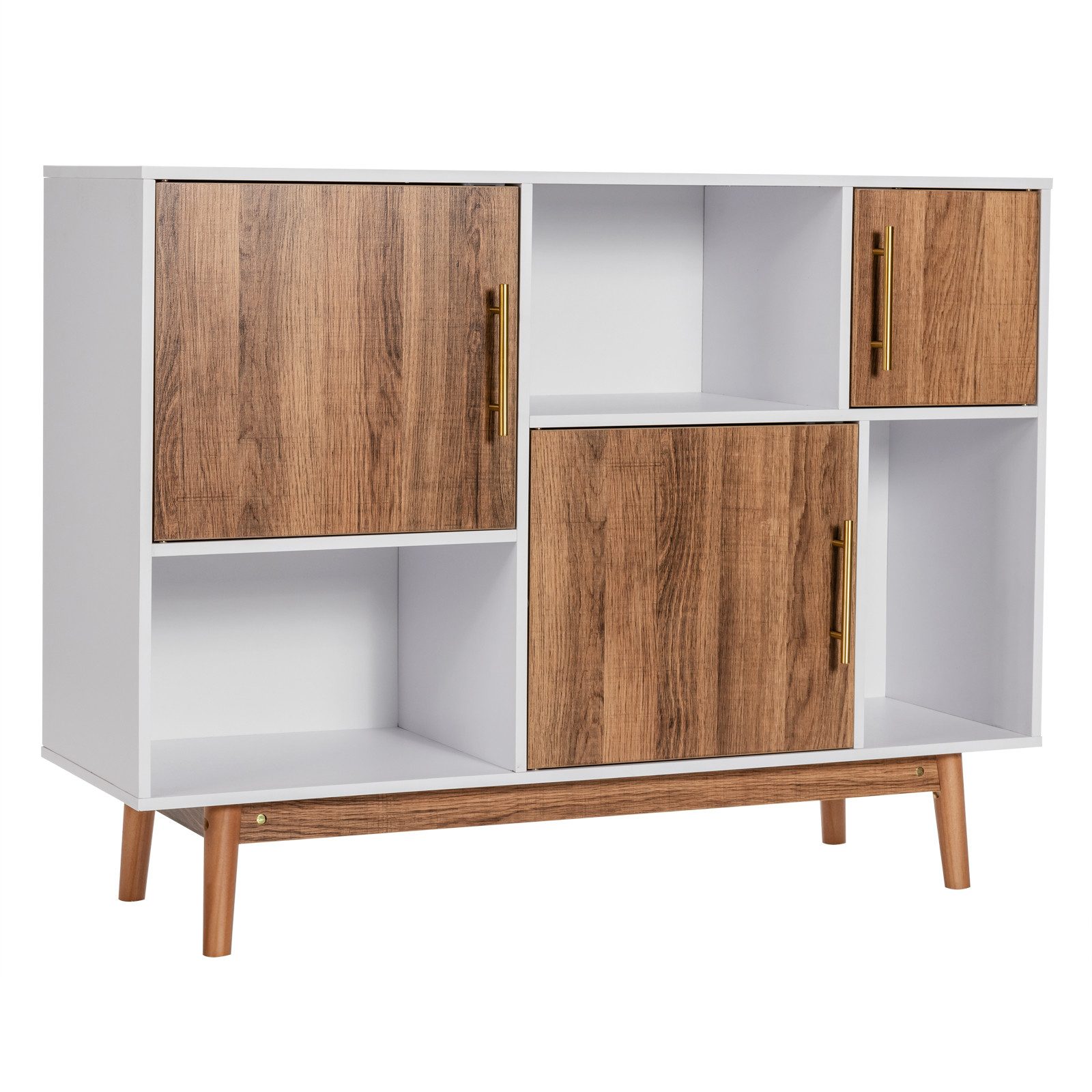 COSTWAY Sideboard, Bücherregal mit Türen & 6 Fächern,102x33x76cm günstig online kaufen