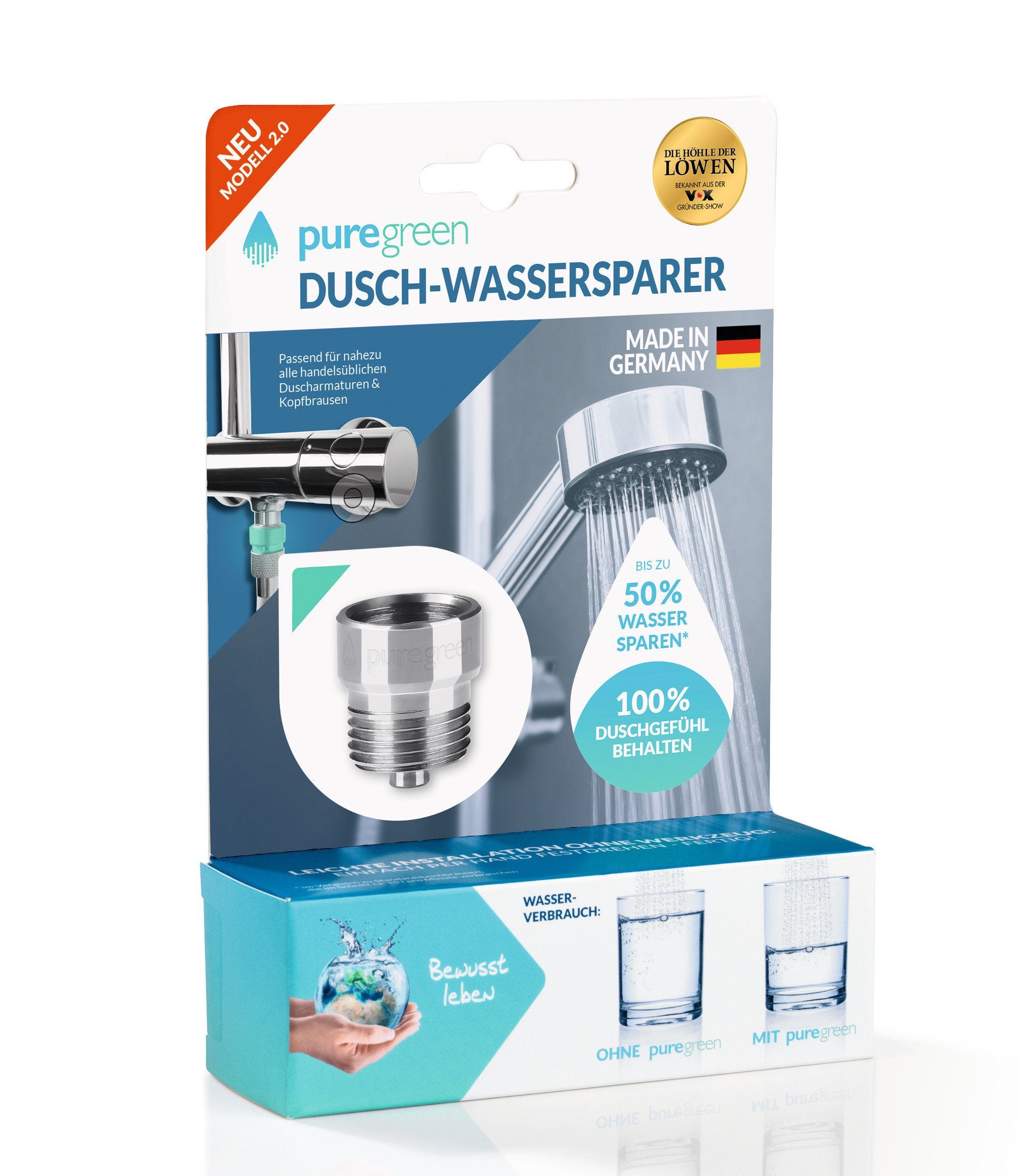 puregreen Handbrause puregreen Wassersparer für die Dusche 50% Wasser und E günstig online kaufen